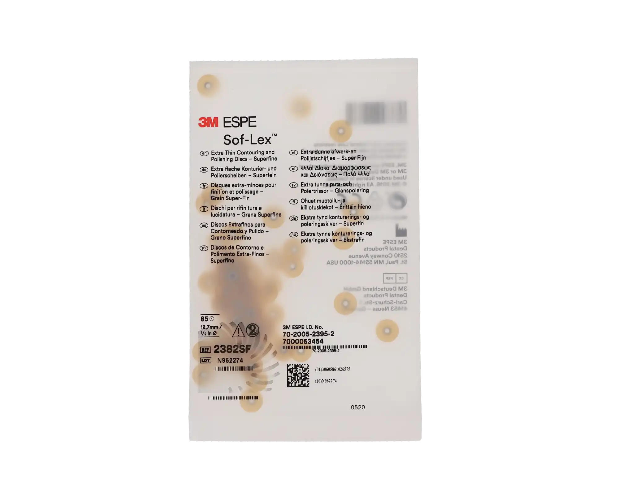 3M Sof-Lex XT Extra-Thin Contouring and Polishing Discs, Pop-On, 1/2" Diameter, Superfine (Yellow), 85/Pk, 2382SF thumbnail 8