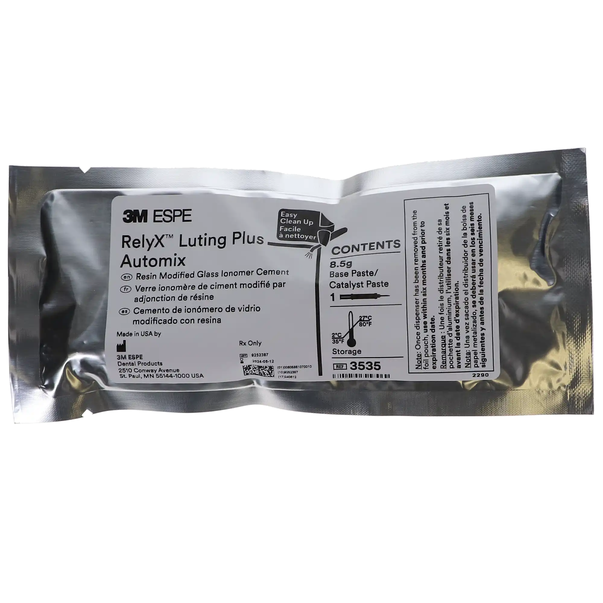 3M (Solventum) RelyX Luting Plus Automix Resin-Modified Glass Ionomer Cement, Value Pack, 8.5 g Syringes, 3/Pk, 3535 thumbnail 10