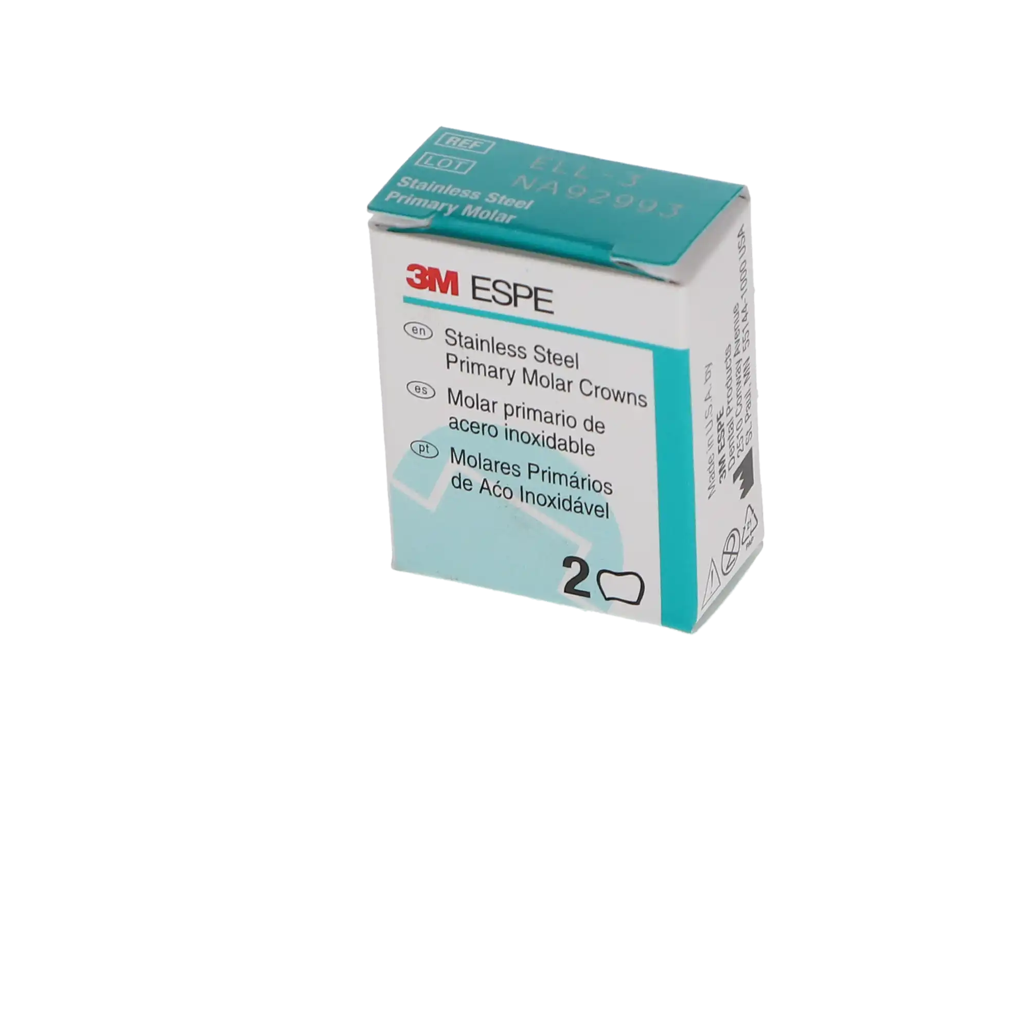 3M™ ESPE™ Stainless Steel Primary Molar Crowns, Size ELL3, Lower Left Second Primary Molar, 5/Box thumbnail 4