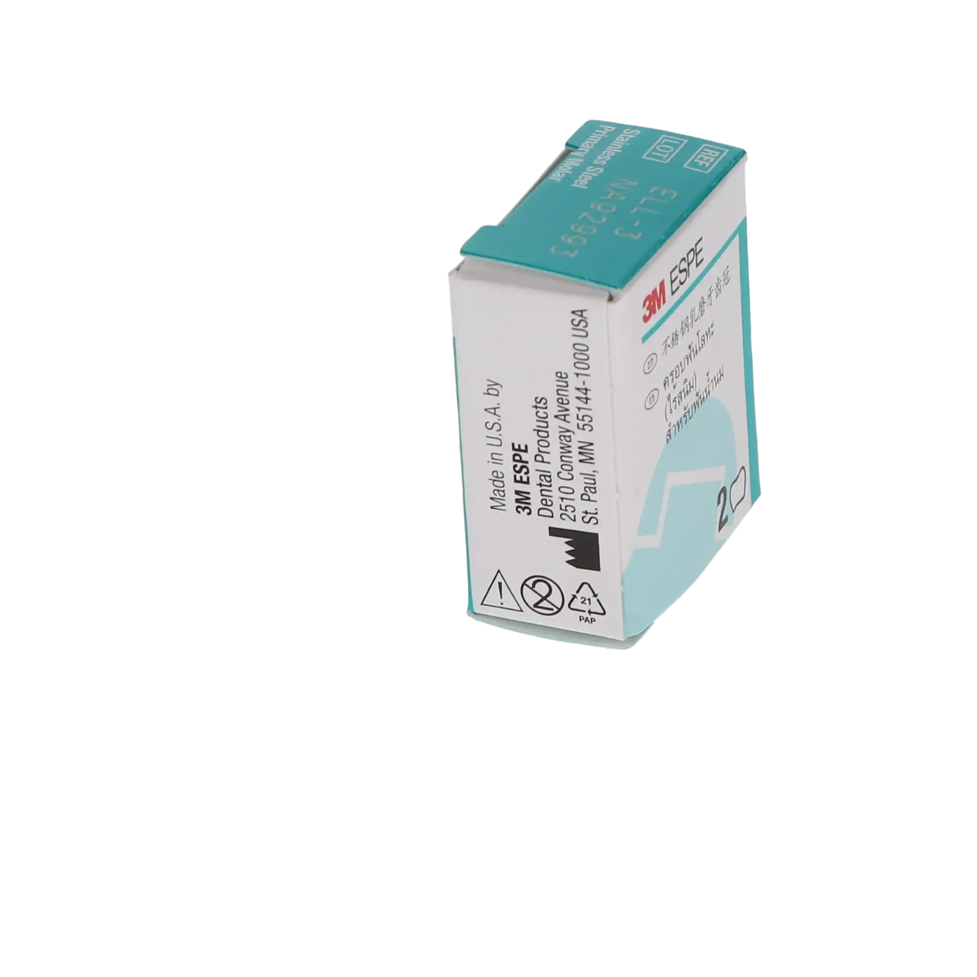3M™ ESPE™ Stainless Steel Primary Molar Crowns, Size ELL3, Lower Left Second Primary Molar, 5/Box thumbnail 5