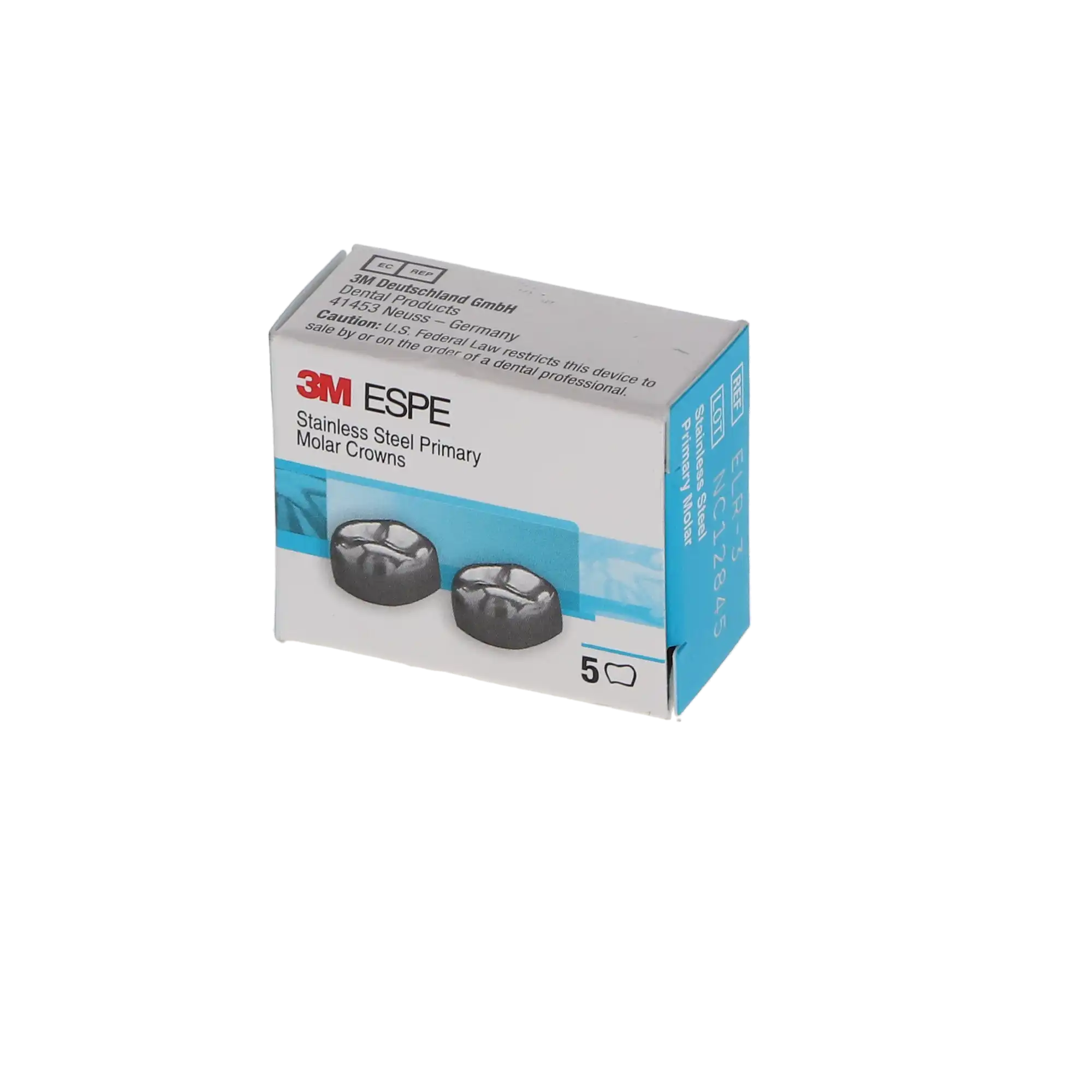 3M™ ESPE™ Stainless Steel Primary Molar Crown, Size ELR3, Lower Right Second Primary Molar, Box of 5 thumbnail 5
