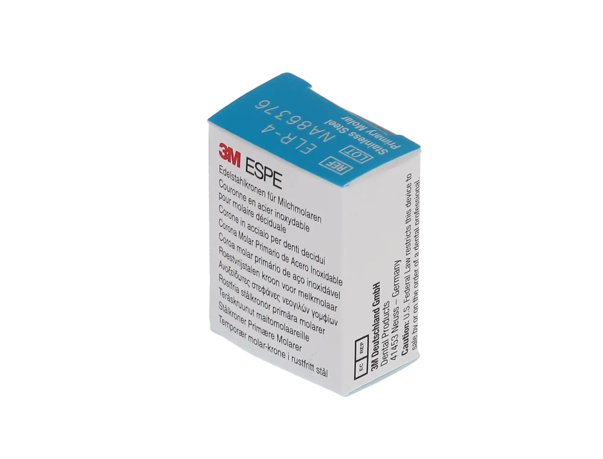 3M™ ESPE™ Stainless Steel Primary Molar Crown, Size 4, Lower Right Second Primary Molar, ELR4, Box of 5 thumbnail 4