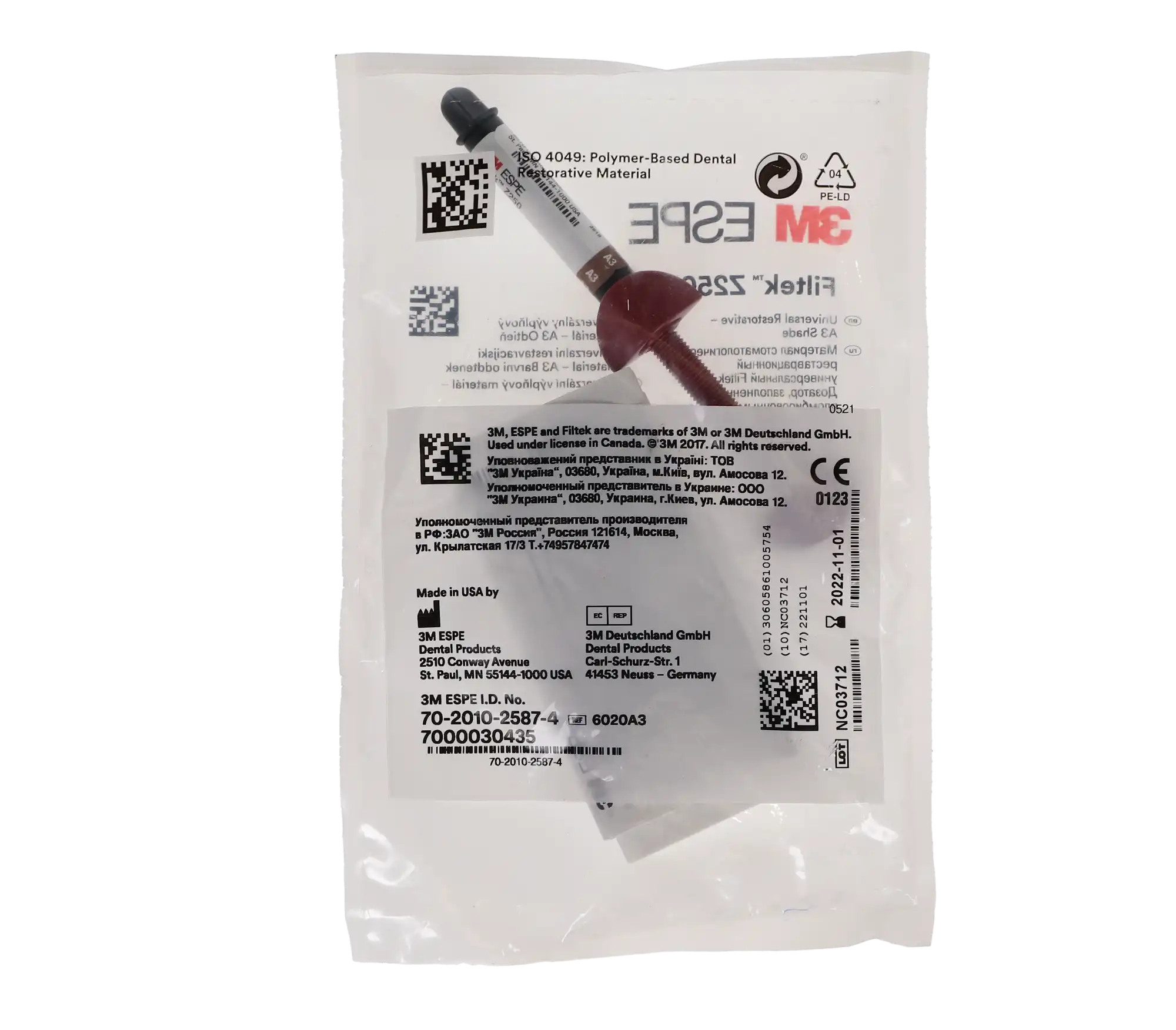3M Filtek Z250 Universal Restorative Composite, Syringe Refill, 4g, Shade A3, 1/Pk, 6020A3 thumbnail 9