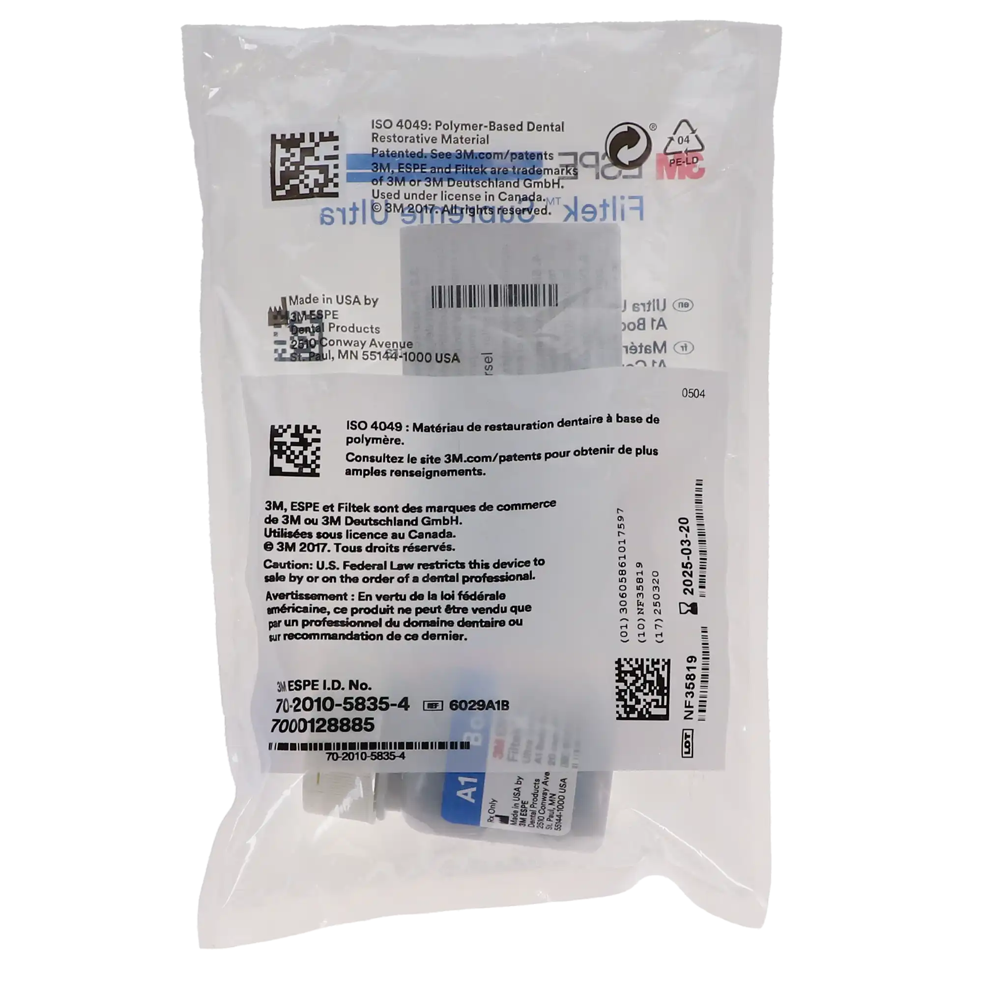 Filtek Supreme Ultra Universal Restorative, Capsule Refill, 0.2 g, Body Shade A1, 20/Pk, 7019A1B thumbnail 3