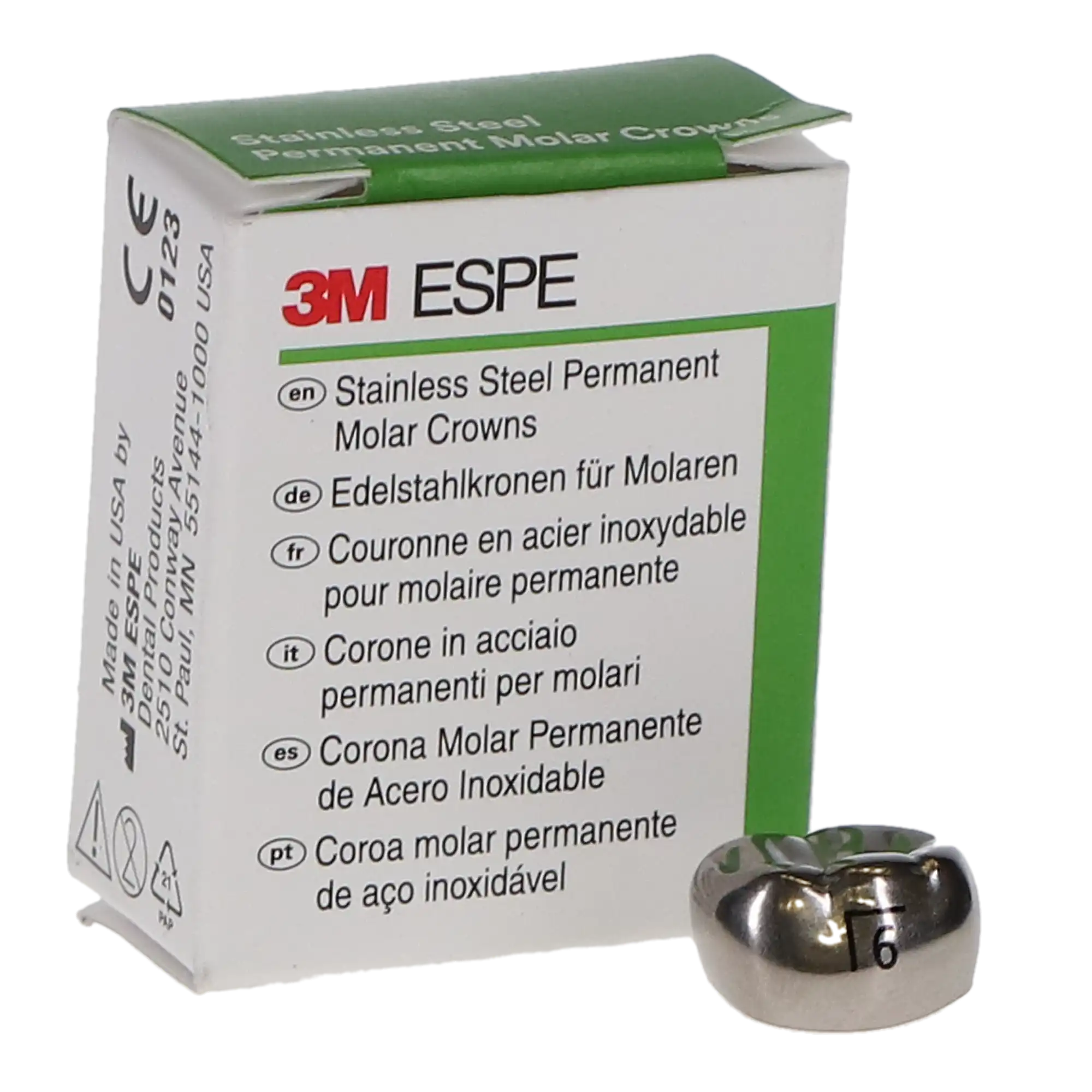 3M™ ESPE™ Stainless Steel Permanent Molar Crown, Size 6LL6, Lower Left First Permanent Molar, 5/Box thumbnail 9