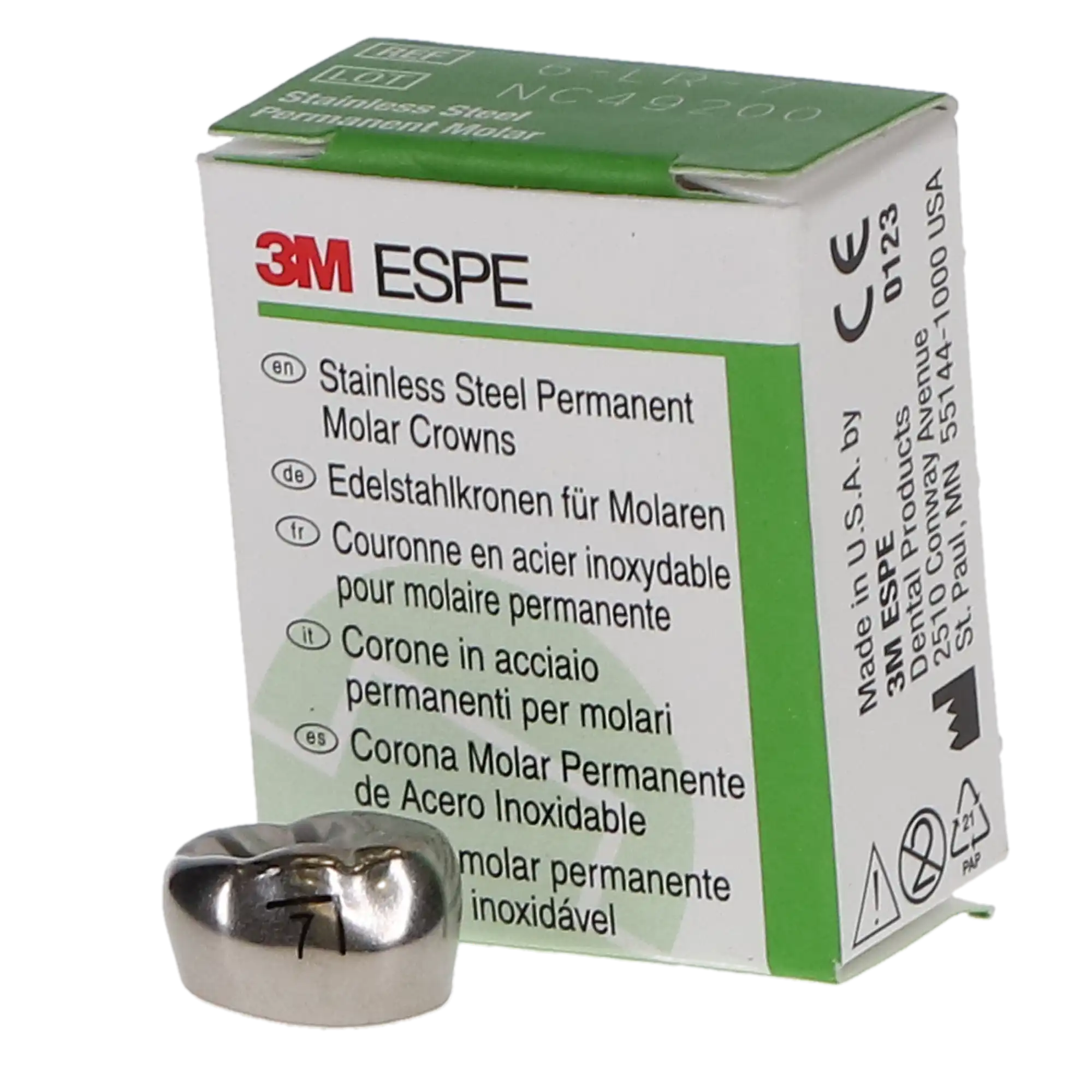 3M™ ESPE™ Stainless Steel Permanent Molar Crown, Size 6LR7, Lower Right First Permanent Molar, Box of 5 thumbnail 9