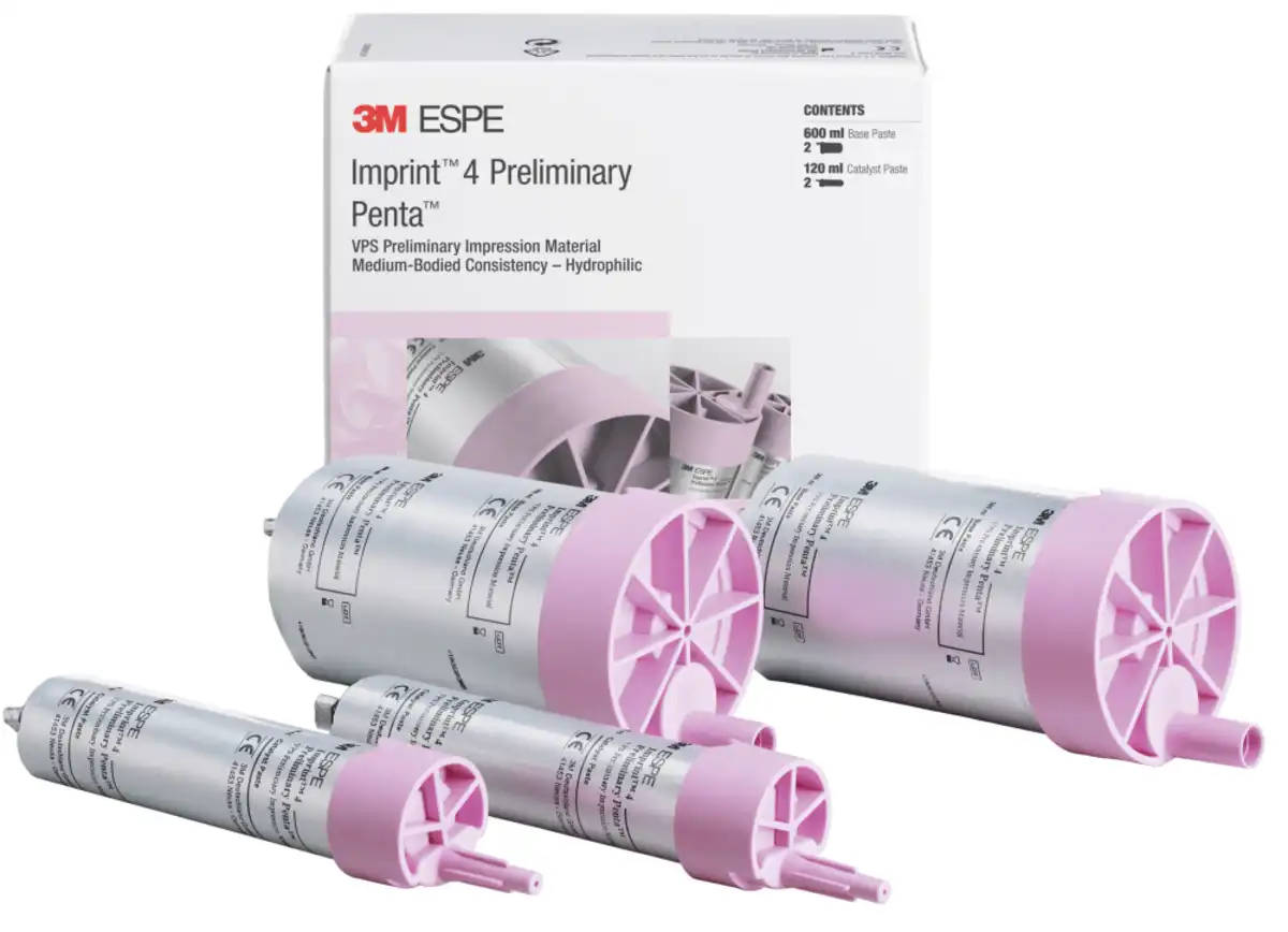 3M Imprint 4 Preliminary Penta VPS Impression Material Value Pack, Regular Set, Pink, Mint Flavor, 6 x 300 mL Base + 6 x 60 mL Catalyst, 71523 thumbnail 2