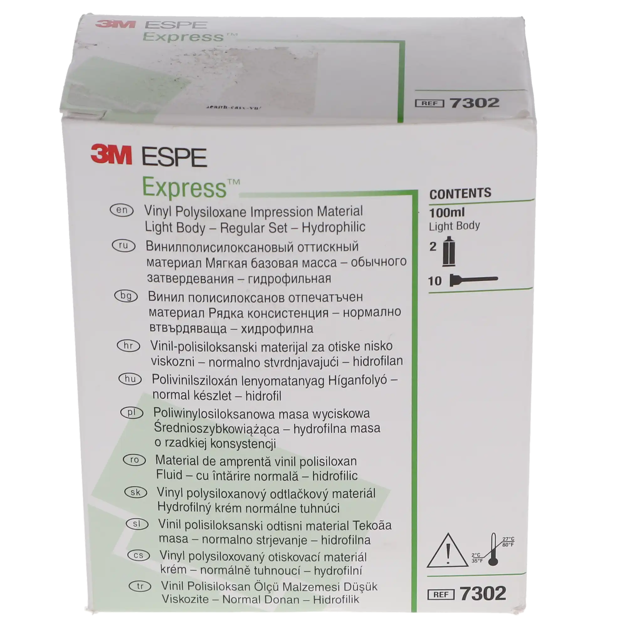 Express VPS Impression Material, Cartridge Refill Pack, Light Body, Regular Set, 48 ml, Green, 2/Pk, 7302H thumbnail 4