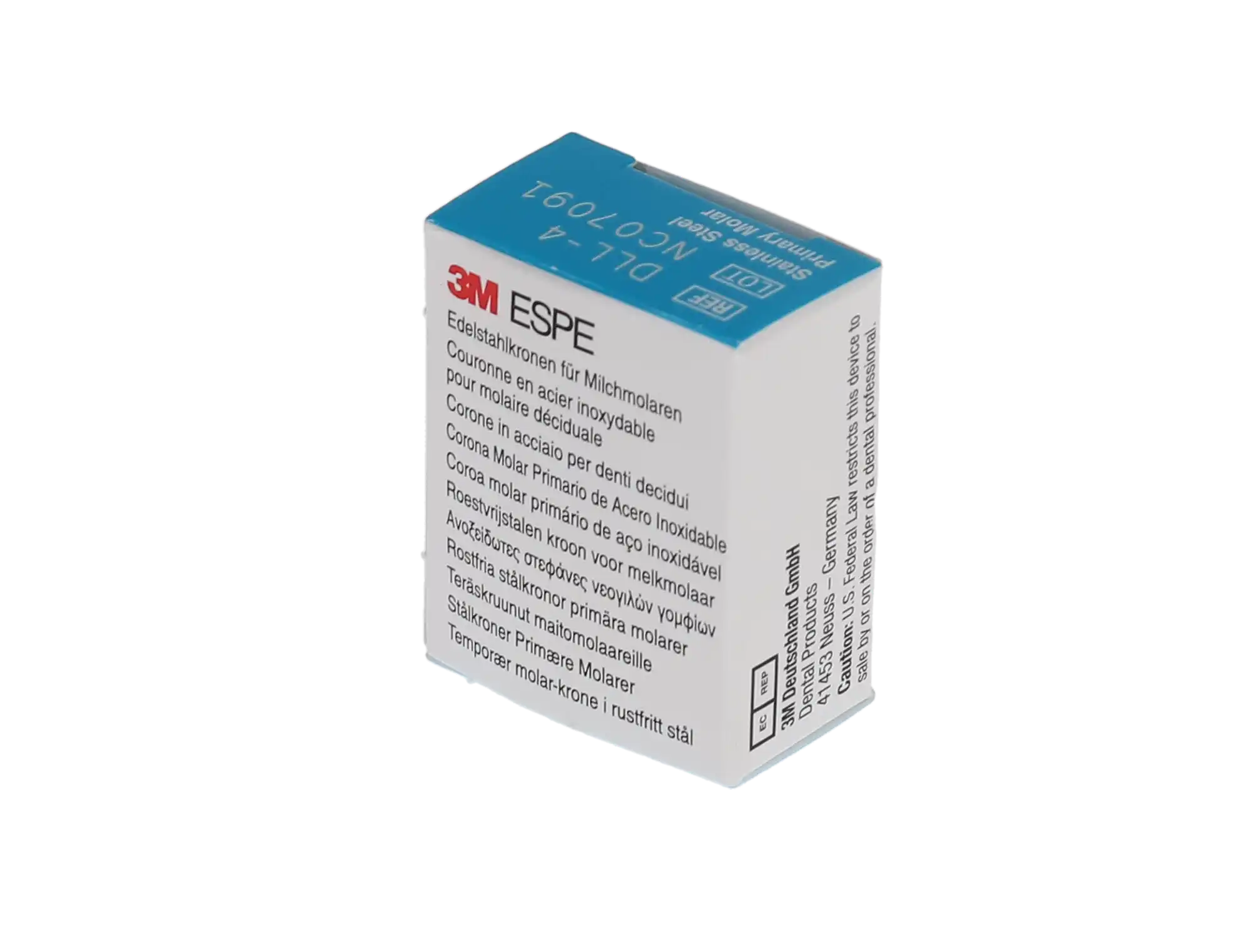 3M™ ESPE™ Ion Ni-Chro Stainless Steel Primary Molar Crowns, First Primary Molar, Lower Left, Size 4 (DLL4), 5/Box thumbnail 5
