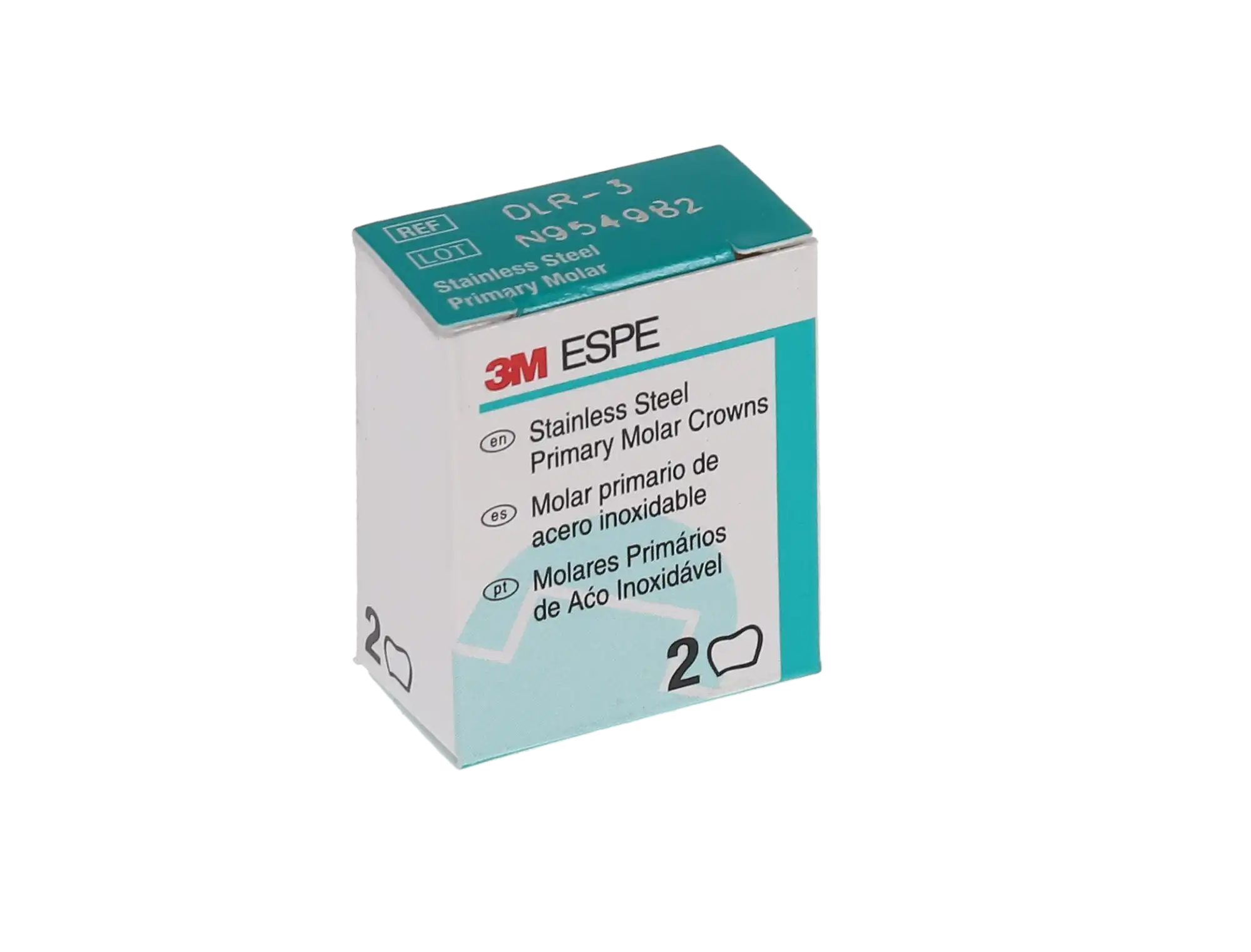 3M™ ESPE™ Stainless Steel Primary Molar Crown, Size 3, Lower Right First Primary Molar, D-LR-3, Box of 5 thumbnail 5