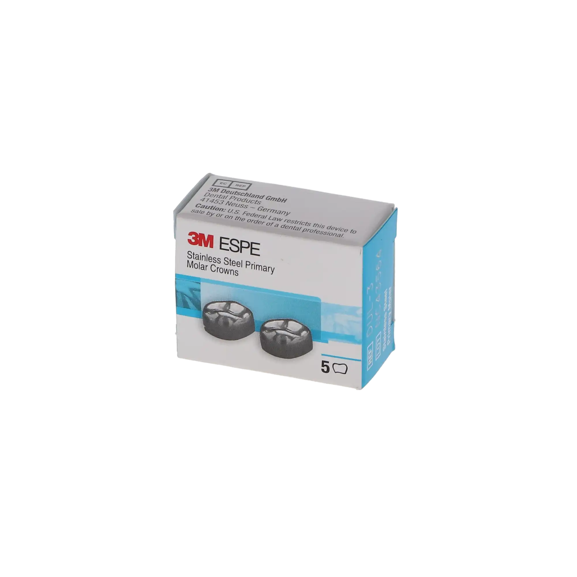 3M™ ESPE™ Stainless Steel Primary Molar Crown, Size 3, Upper Left First Primary Molar (D-UL-3), Box of 5 thumbnail 4