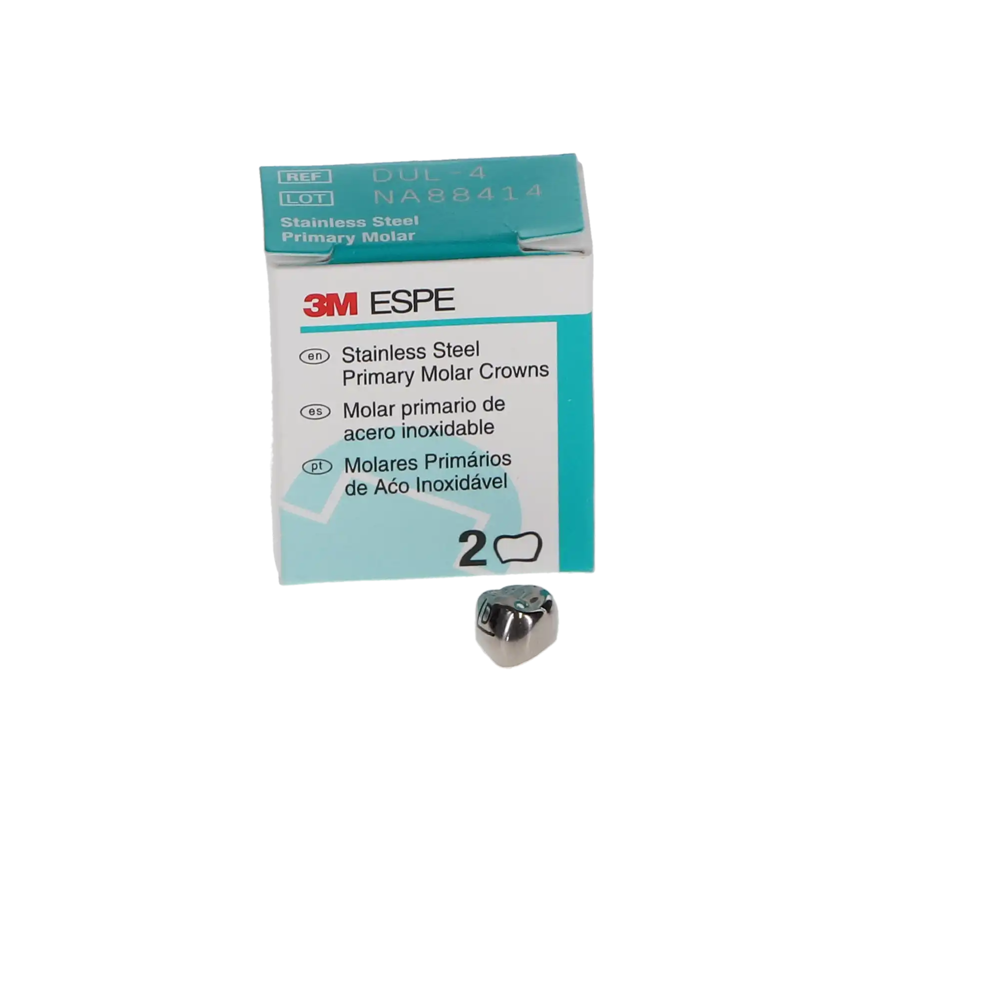 3M™ ESPE™ Stainless Steel Primary Molar Crown, Size 4, Upper Left First Primary Molar, DUL4, Box of 5 thumbnail 3