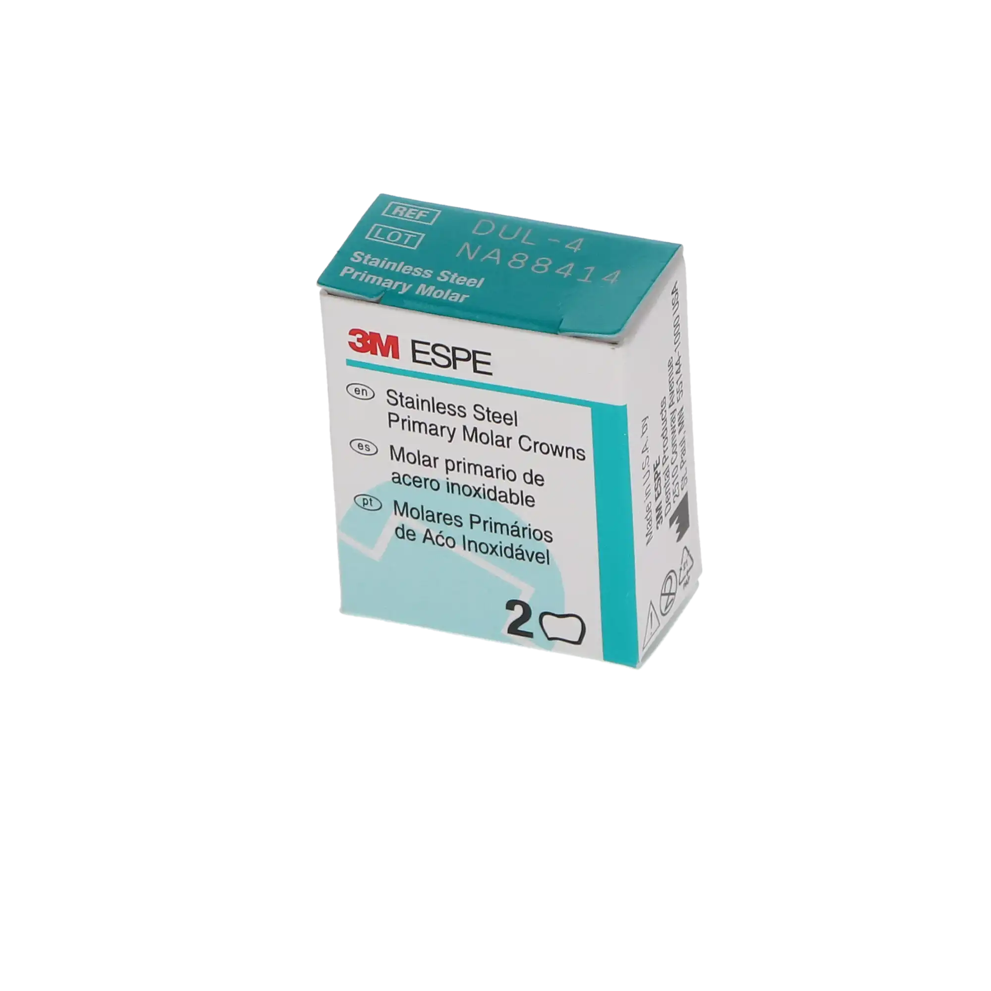 3M™ ESPE™ Stainless Steel Primary Molar Crown, Size 4, Upper Left First Primary Molar, DUL4, Box of 5 thumbnail 5
