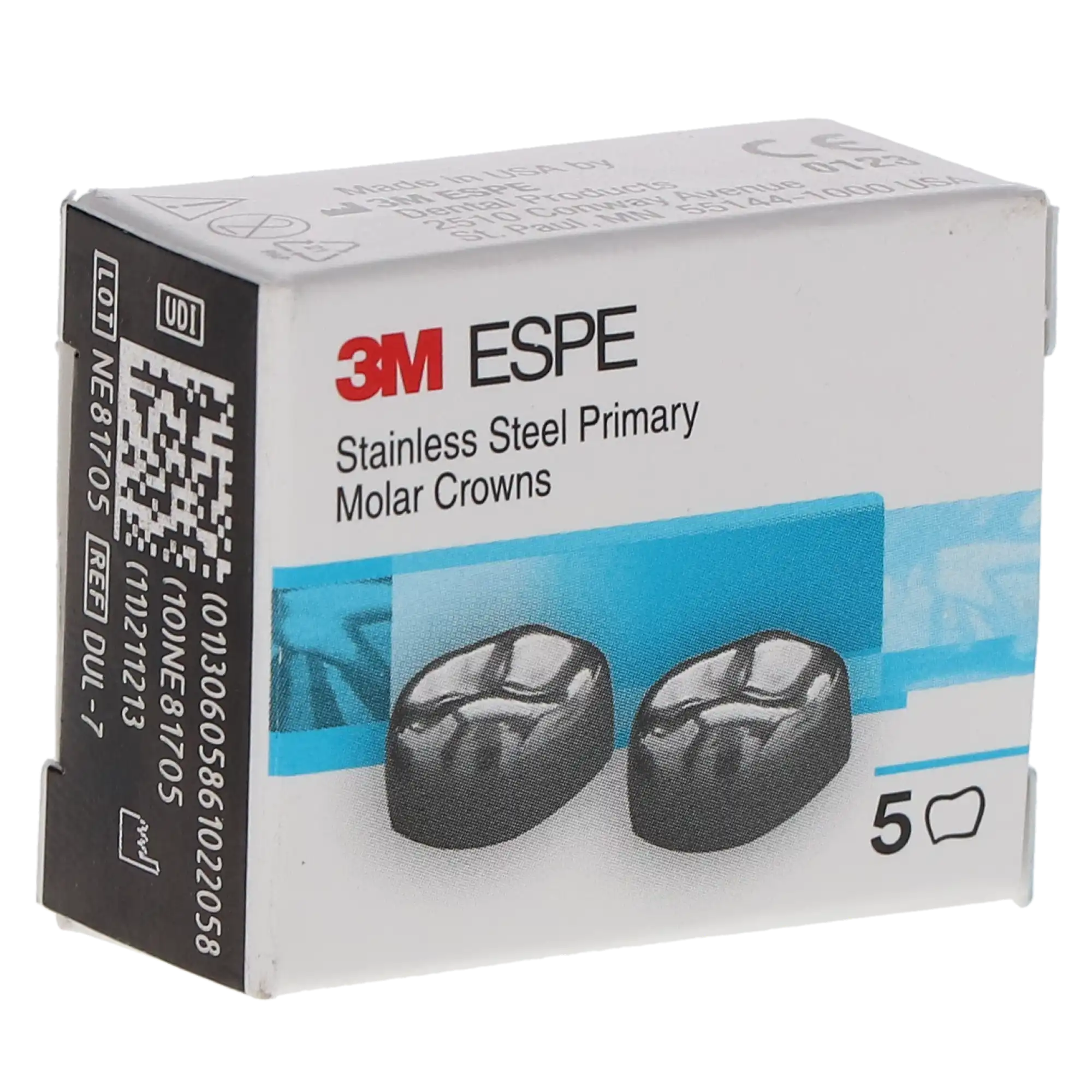 3M™ ESPE™ Stainless Steel Primary Molar Crown, Size 7, Upper Left First Primary Molar, D-UL-7, Box of 5 thumbnail 4