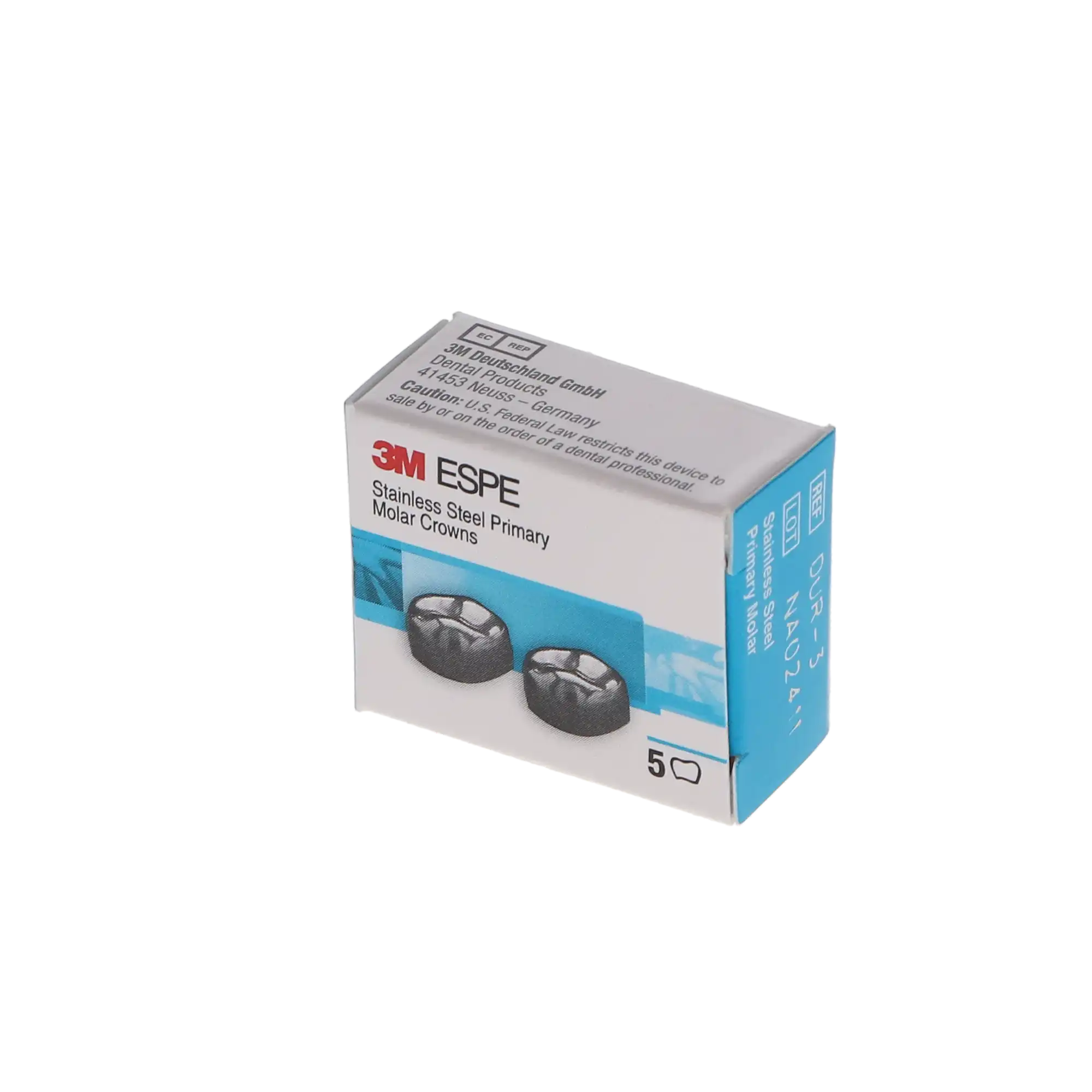 3M™ ESPE™ Stainless Steel Primary Molar Crown, Size 3, Upper Right First Primary Molar, D-UR-3, Box of 5 thumbnail 6