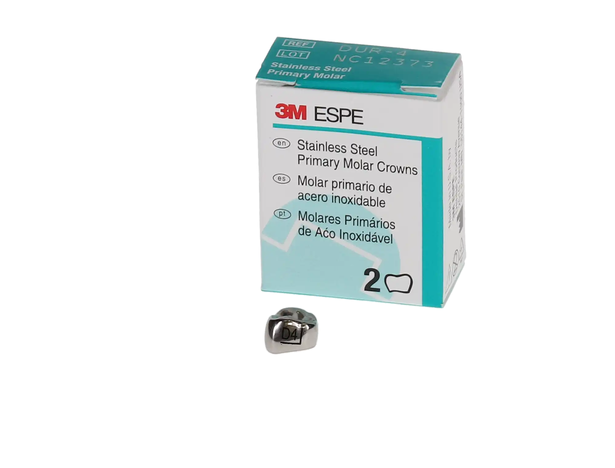 3M™ ESPE™ Stainless Steel Primary Molar Crown, Size 4, Upper Right First Primary Molar, D-UR-4, Box of 5 thumbnail 3