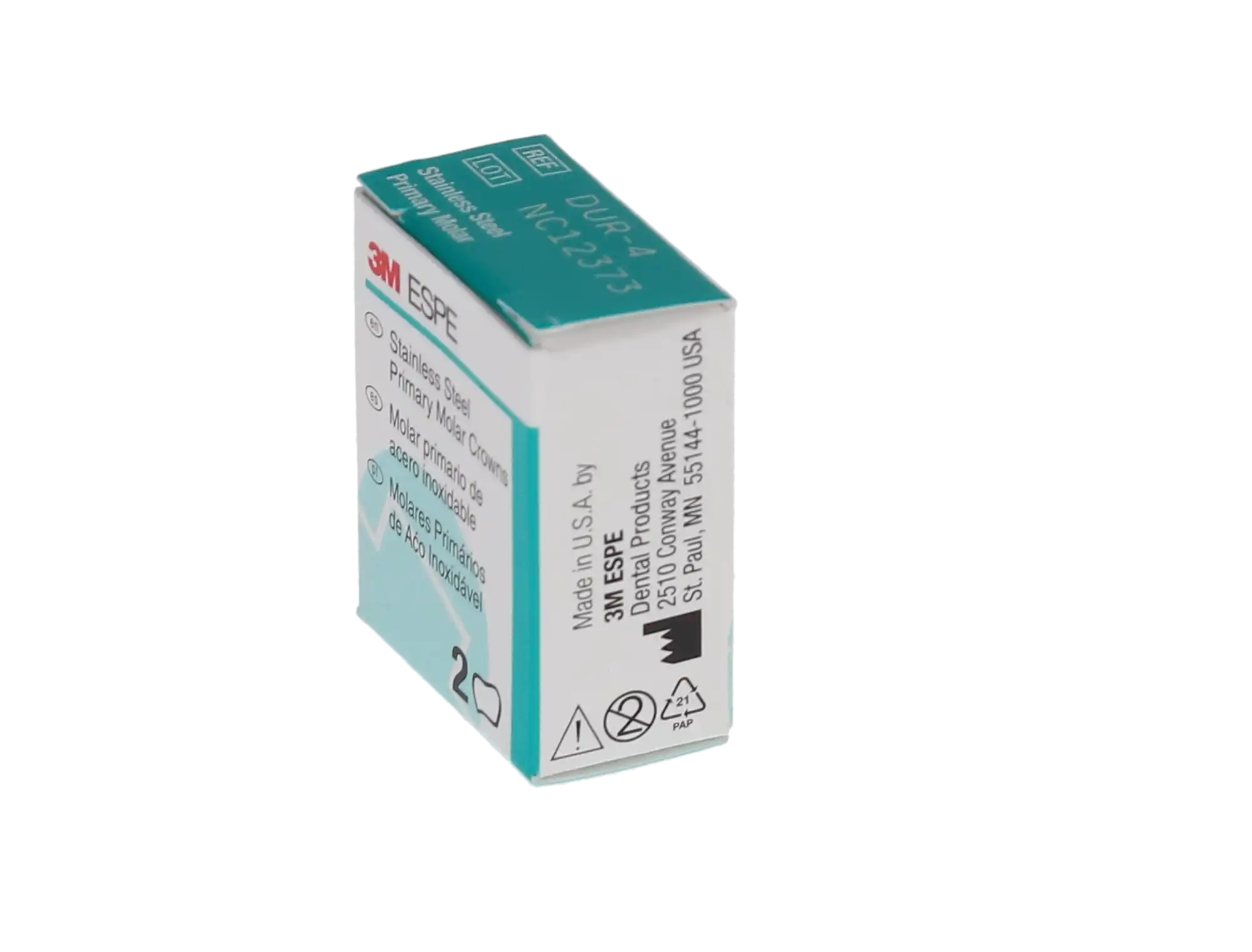 3M™ ESPE™ Stainless Steel Primary Molar Crown, Size 4, Upper Right First Primary Molar, D-UR-4, Box of 5 thumbnail 5