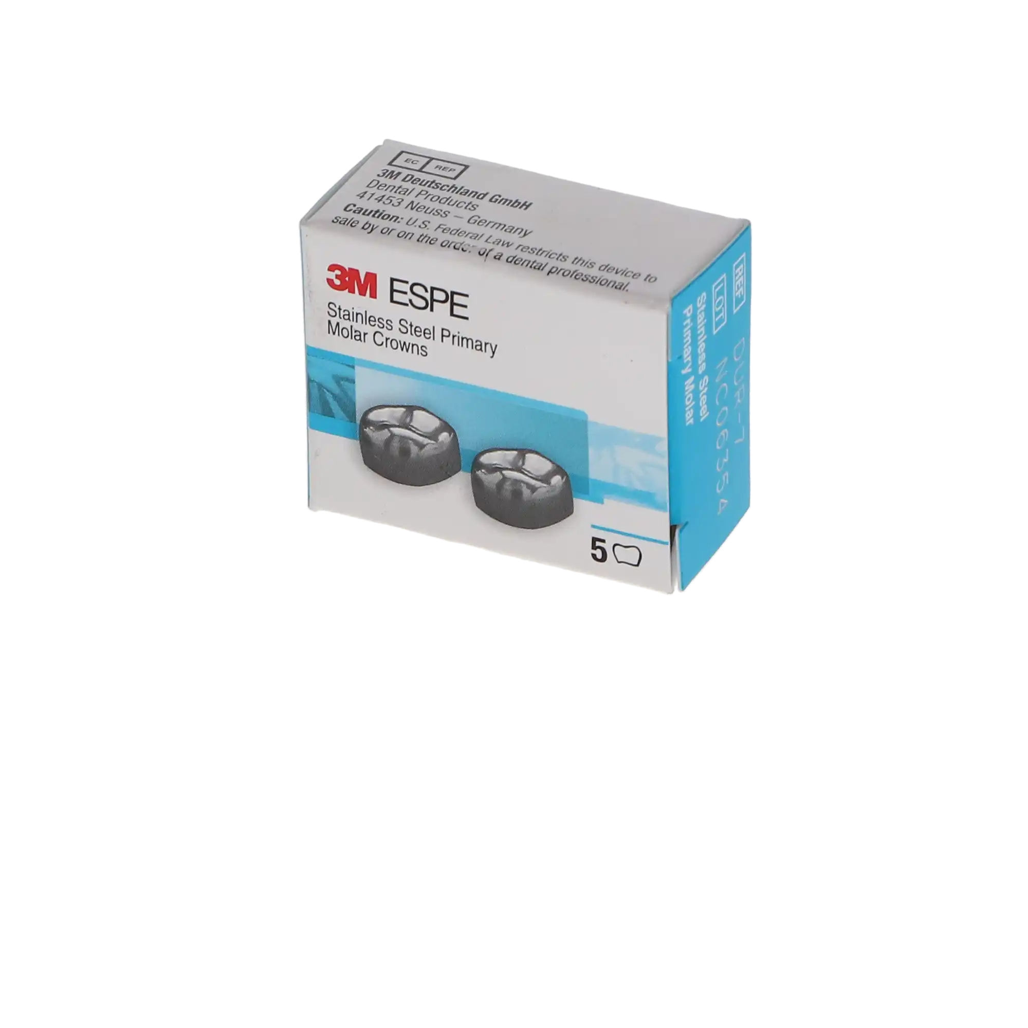 3M™ ESPE™ Stainless Steel Primary Molar Crown, Size 7, Upper Right First Primary Molar, D-UR-7, Box of 5 thumbnail 4
