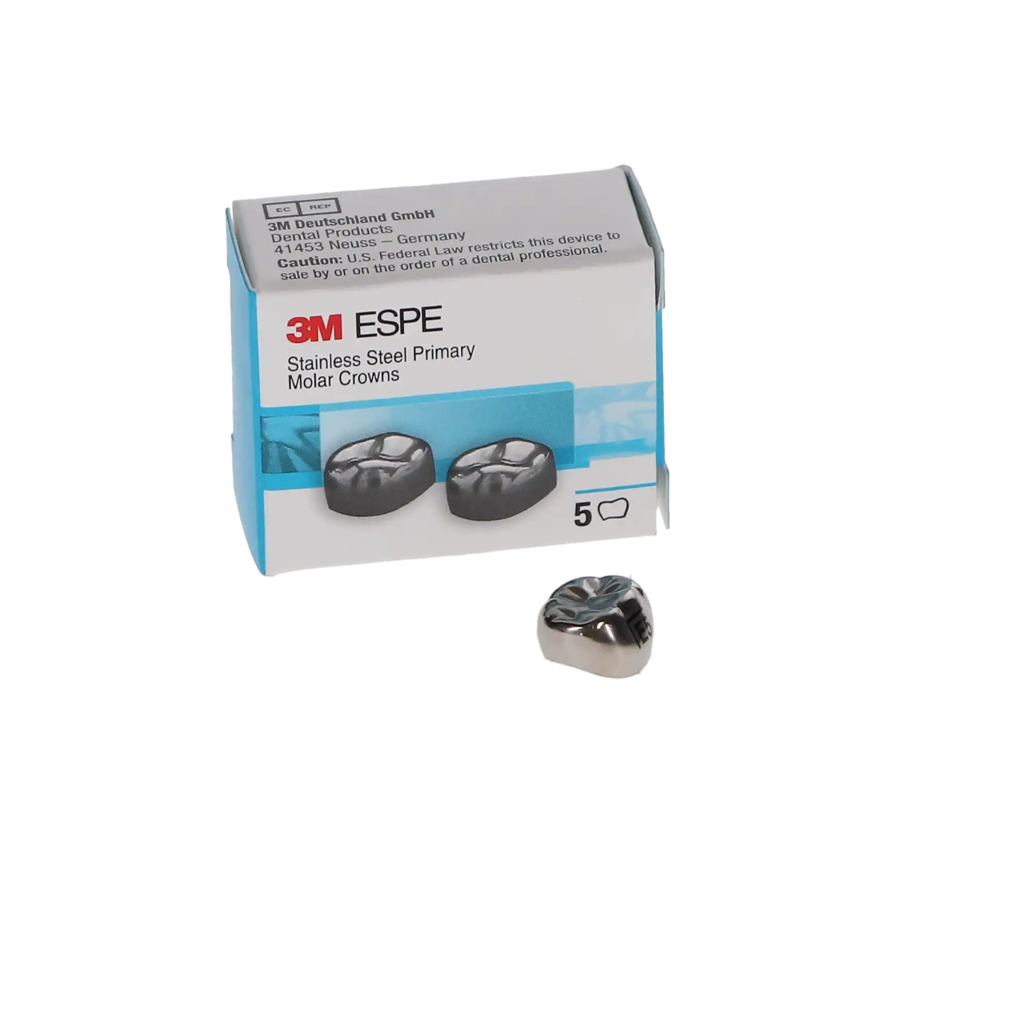3M™ ESPE™ Stainless Steel Primary Molar Crowns, Size ELL5, Lower Left Second Primary Molar, 5/Box thumbnail 4