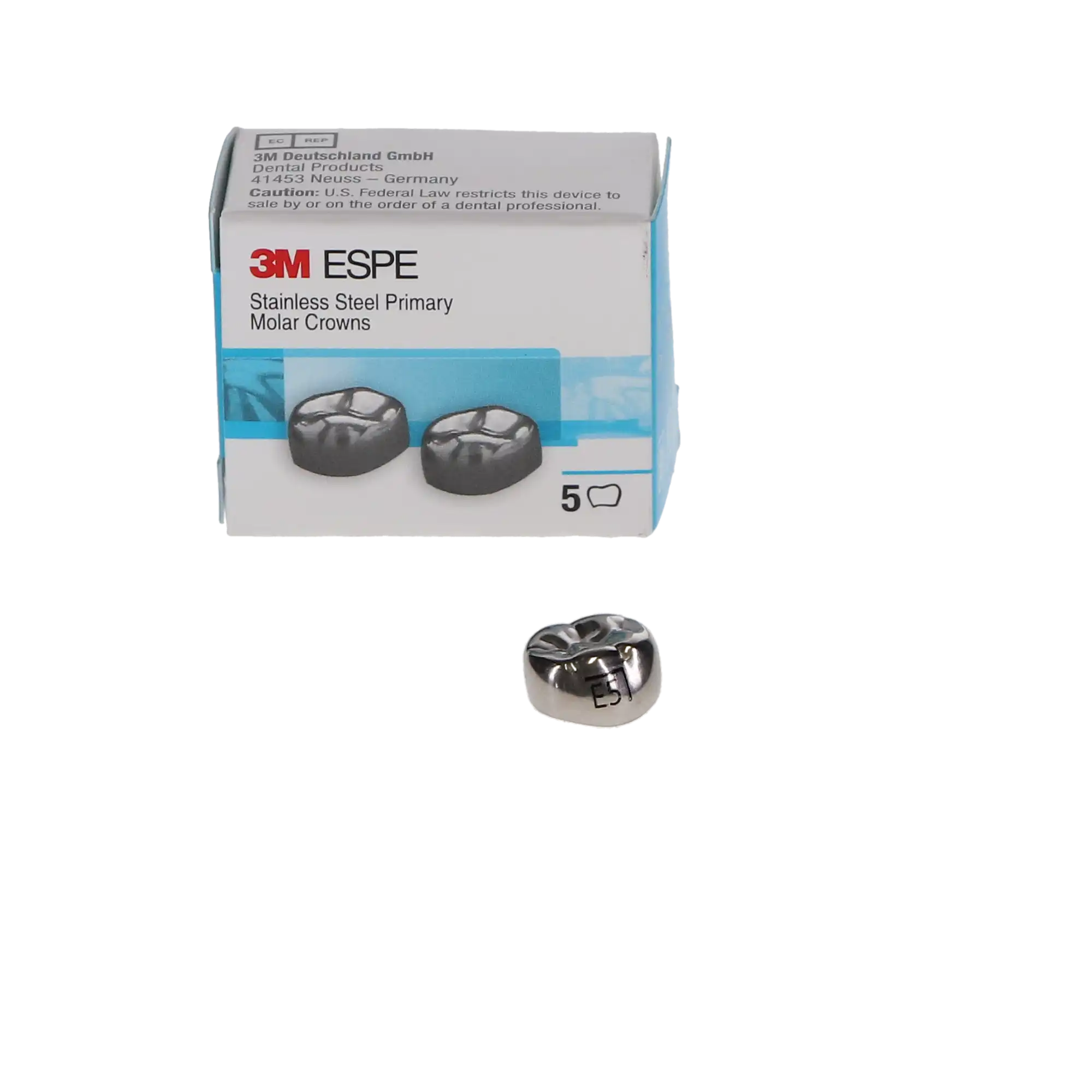 3M™ ESPE™ Stainless Steel Primary Molar Crown, Size ELR5 (Lower Right Second Primary Molar), Box of 5 thumbnail 4