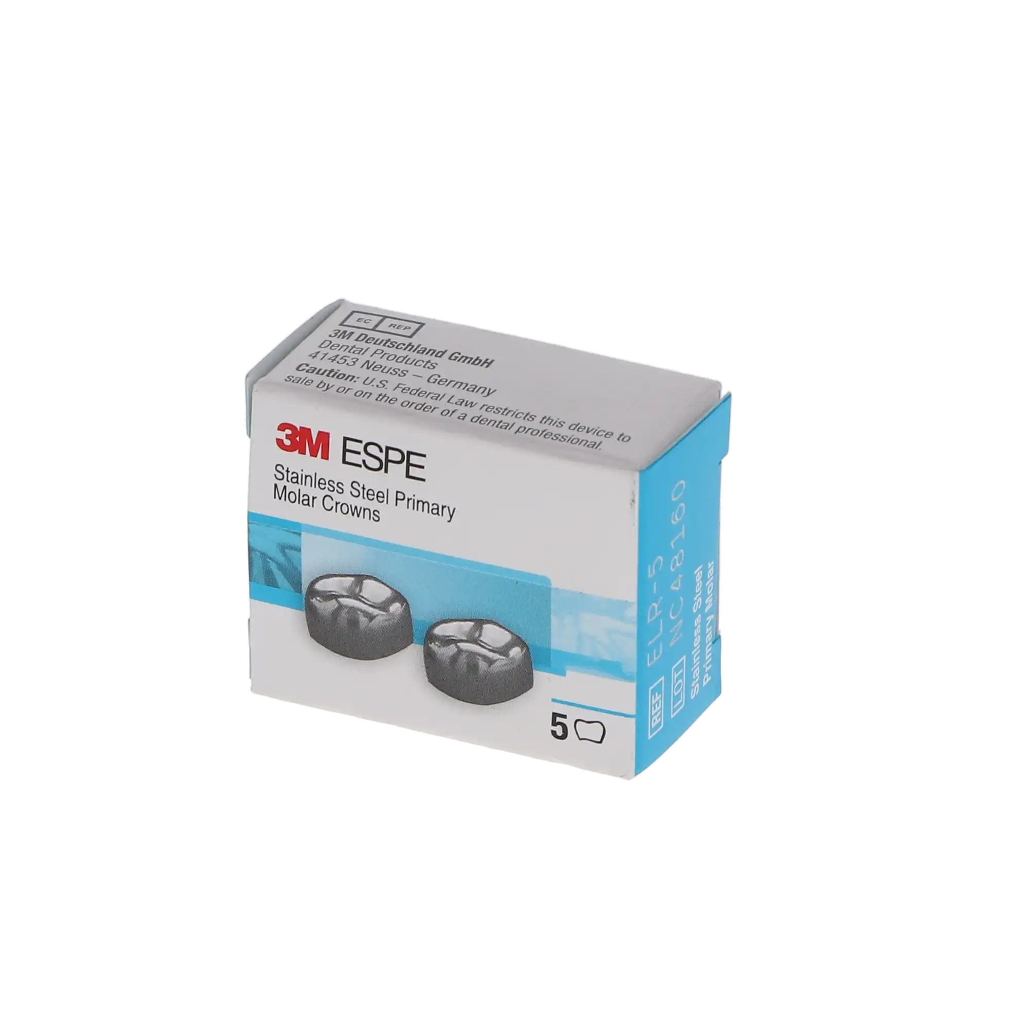 3M™ ESPE™ Stainless Steel Primary Molar Crown, Size ELR5 (Lower Right Second Primary Molar), Box of 5 thumbnail 5