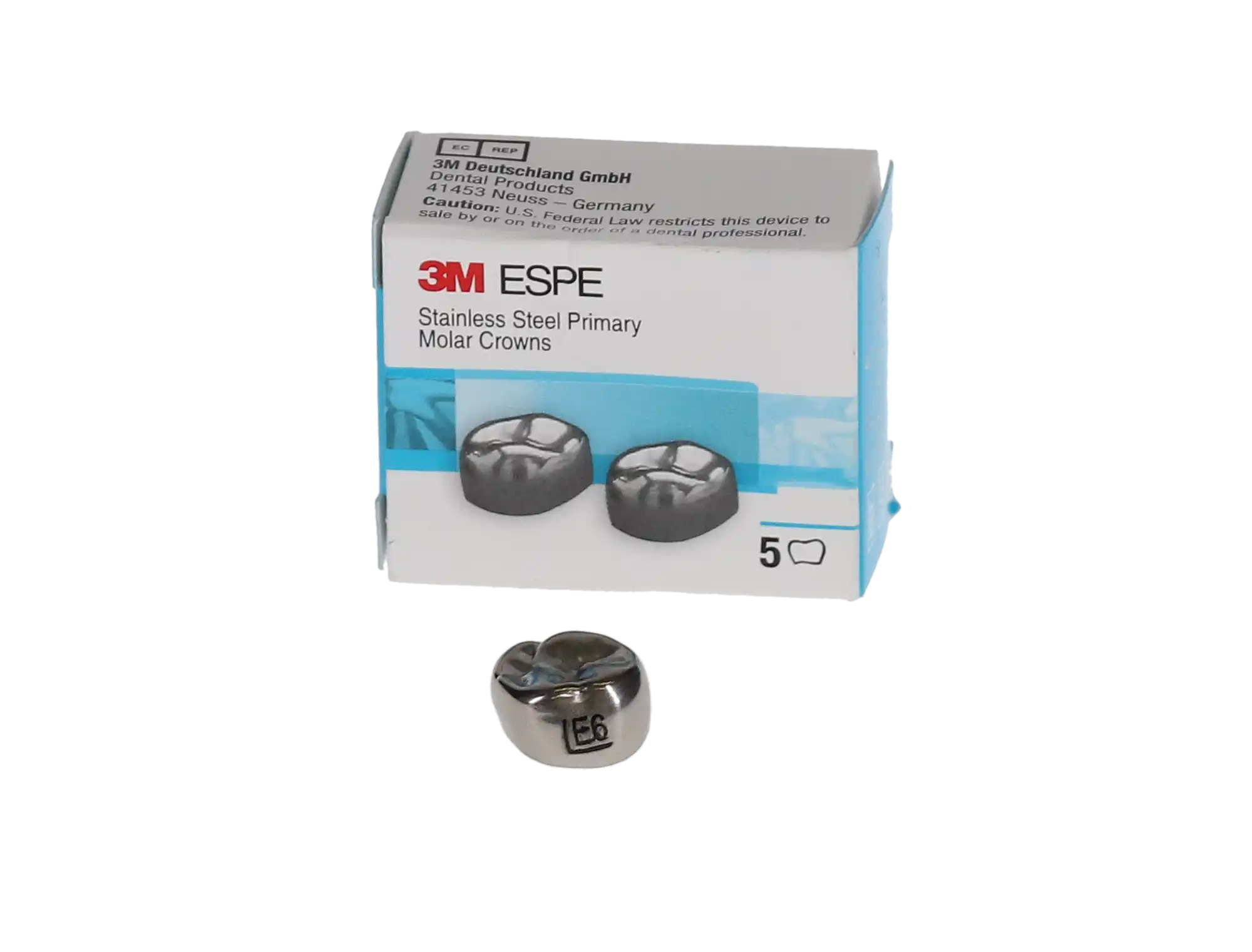 3M™ ESPE™ Stainless Steel Primary Molar Crown, Size EUL6, Upper Left Second Primary Molar, 5/Box thumbnail 4