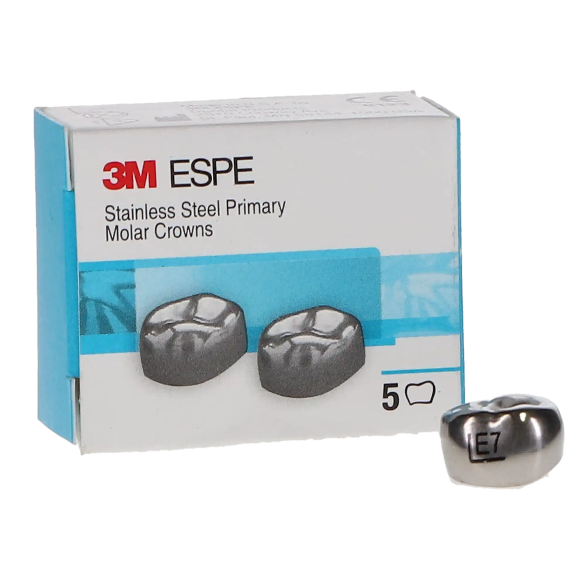3M™ ESPE™ Stainless Steel Primary Molar Crown, Size EUL7, Upper Left Second Primary Molar, Box of 5 thumbnail 3