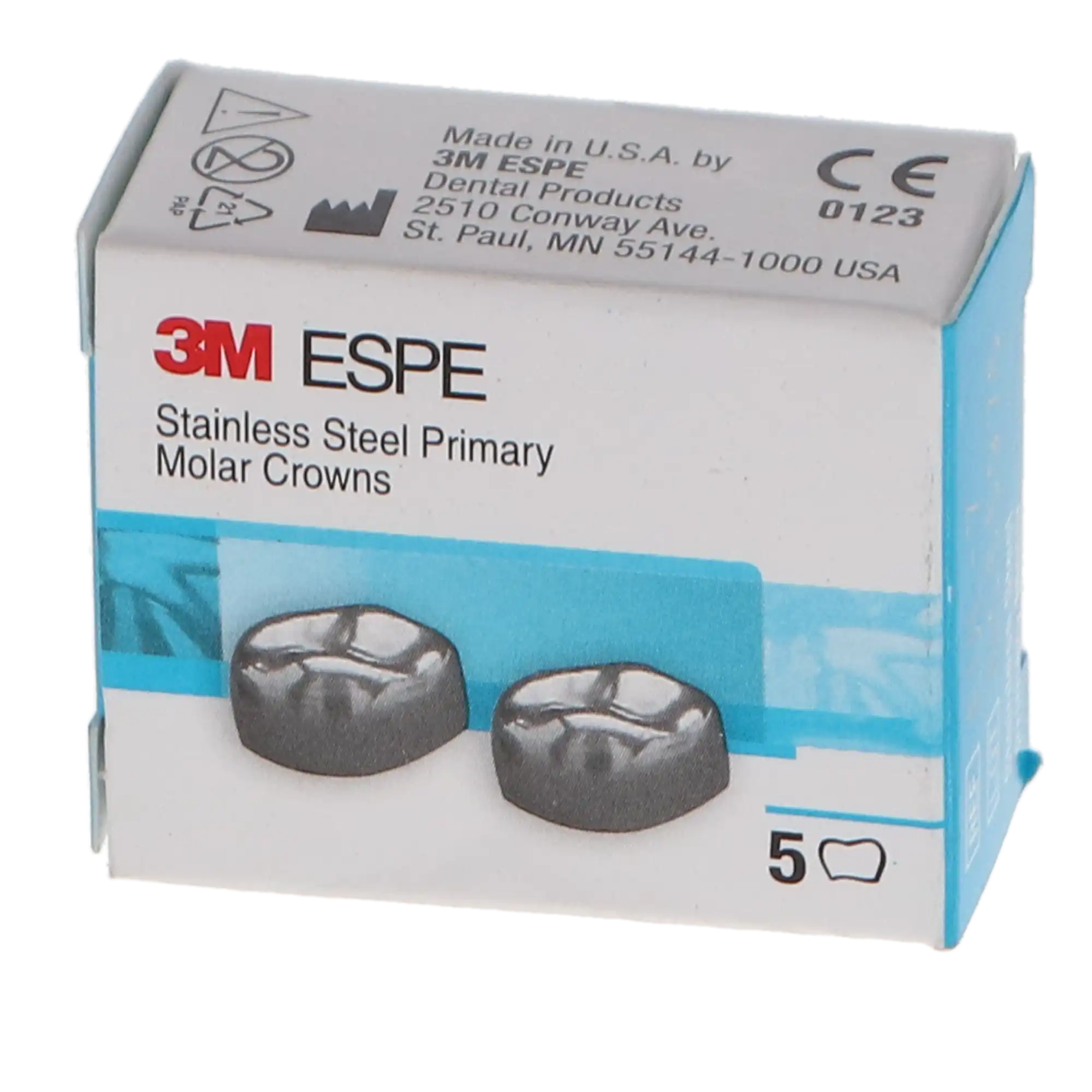 3M™ ESPE™ Stainless Steel Primary Molar Crown, Size EUL7, Upper Left Second Primary Molar, Box of 5 thumbnail 4