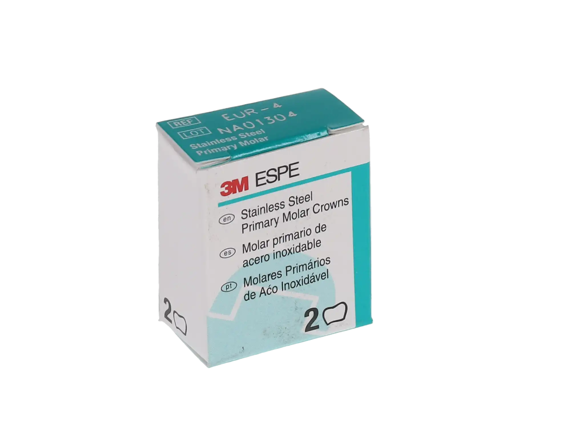 3M™ ESPE™ Stainless Steel Primary Molar Crown, Size EUR4 (Upper Right Second Primary Molar), Box of 5, E-UR-4 thumbnail 5
