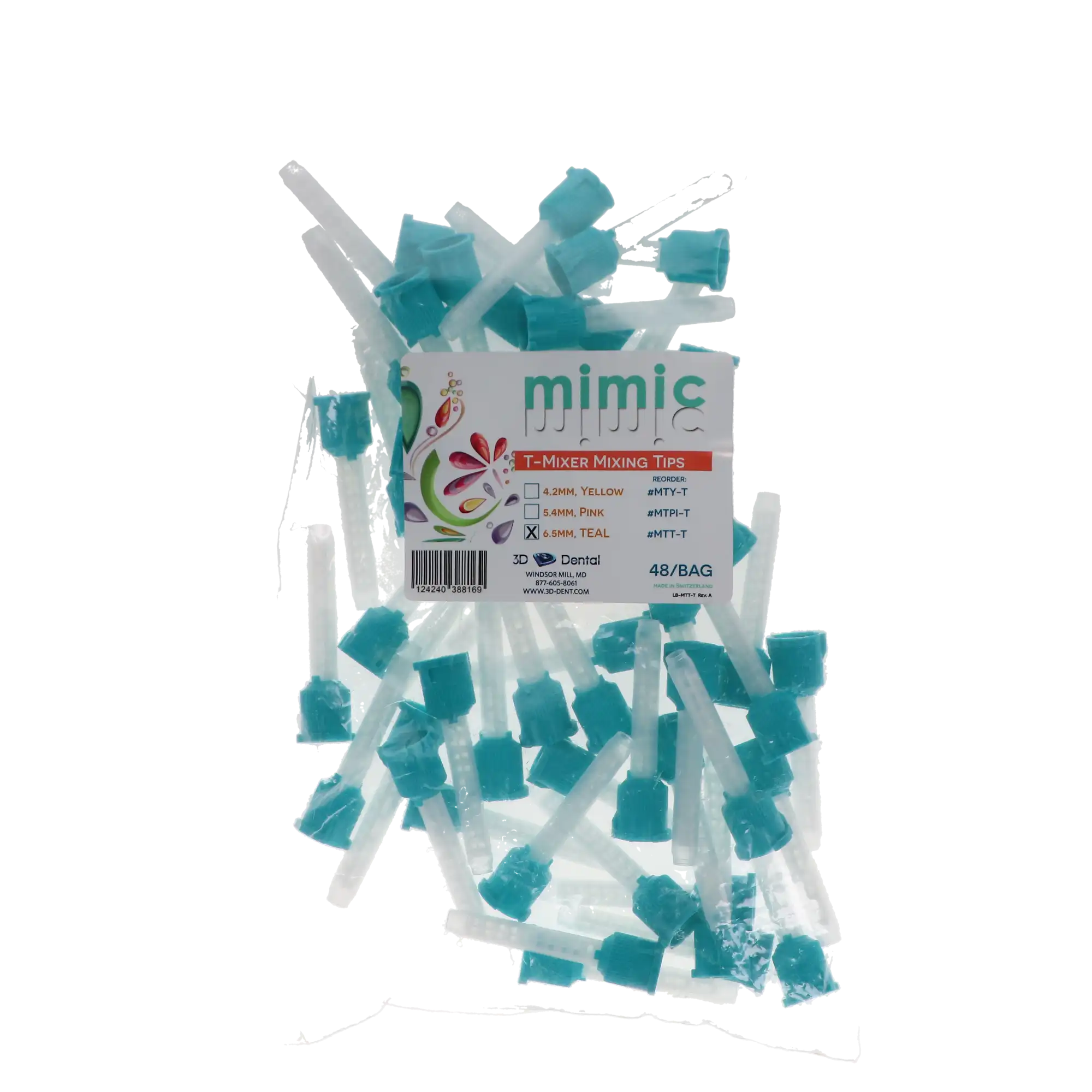 Mimic HP T-Style Mixing Tips, Heavy Body, 6.5 mm, Teal, 48/Pk, MTT-T thumbnail 4