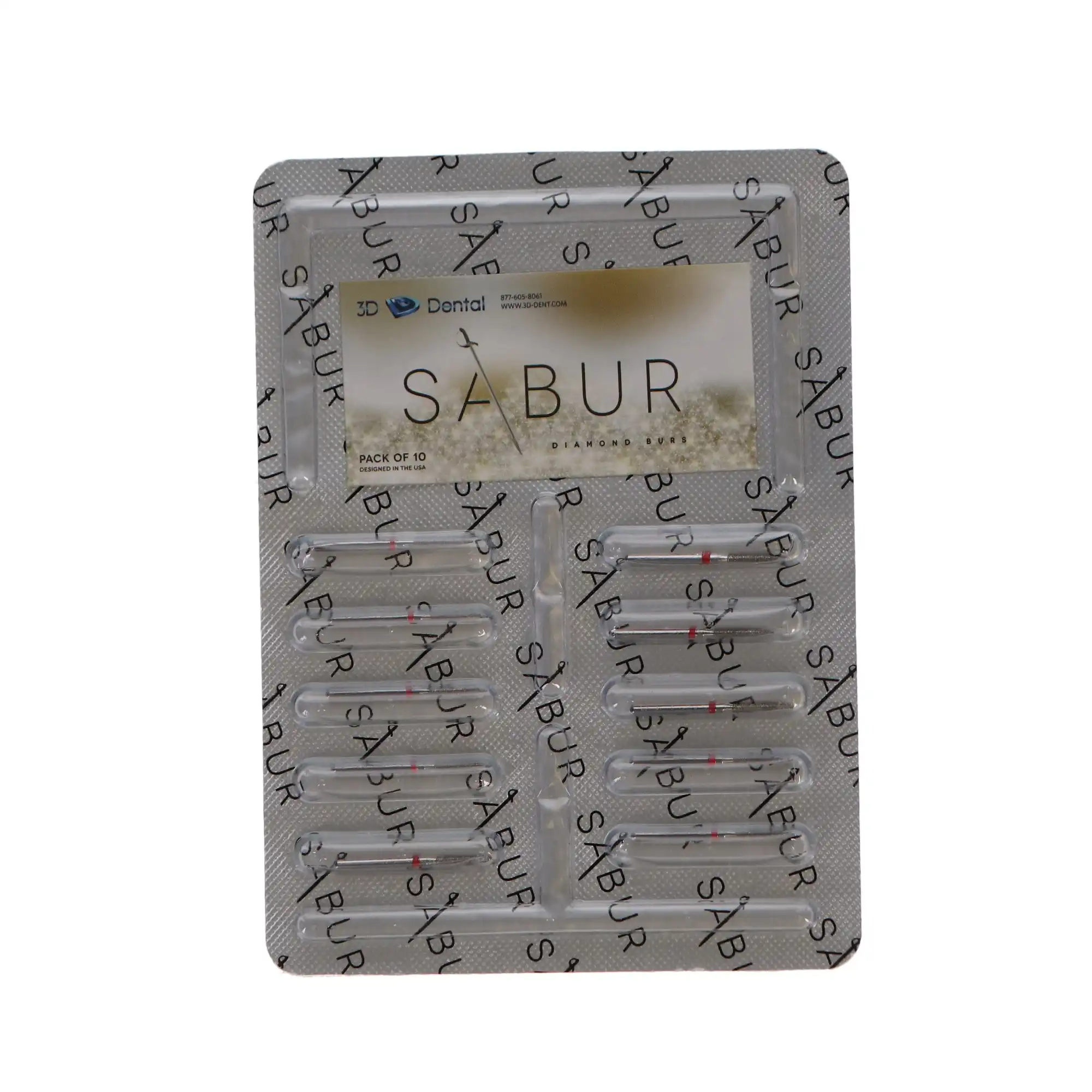 Sabur Diamond Bur, FG, Flame, Fine Grit, Red Ring, 1.2 mm, 861-012F, 10/Pk, DB-861-012F thumbnail 4