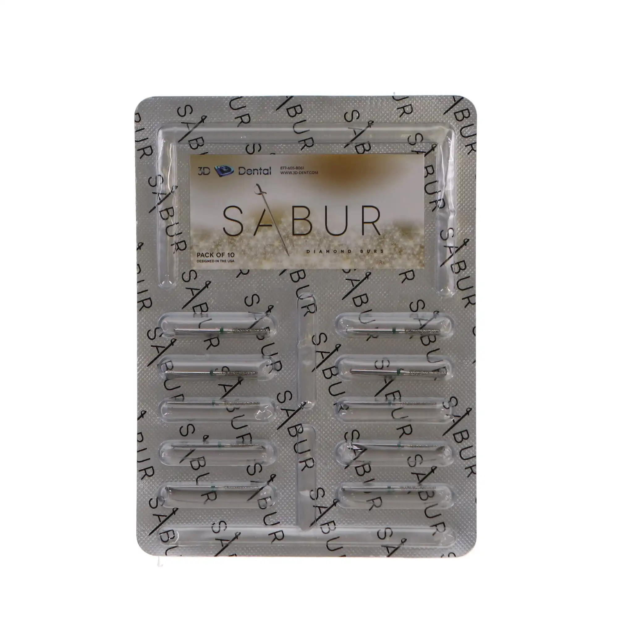 Sabur Diamond Bur, FG, Flat End Cylinder, Coarse, Green, 1.4 mm, 837-014C, 10/Pk, DB-837-014C thumbnail 4