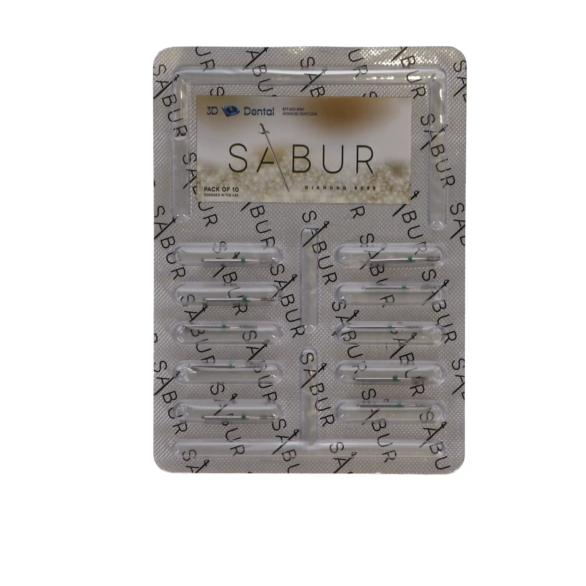 Sabur Diamond Bur, FG, Modified Flat End Cylinder, Coarse, Green, 1.0 mm, 835KR-010C, 10/Pk, DB-835KR-010C thumbnail 4