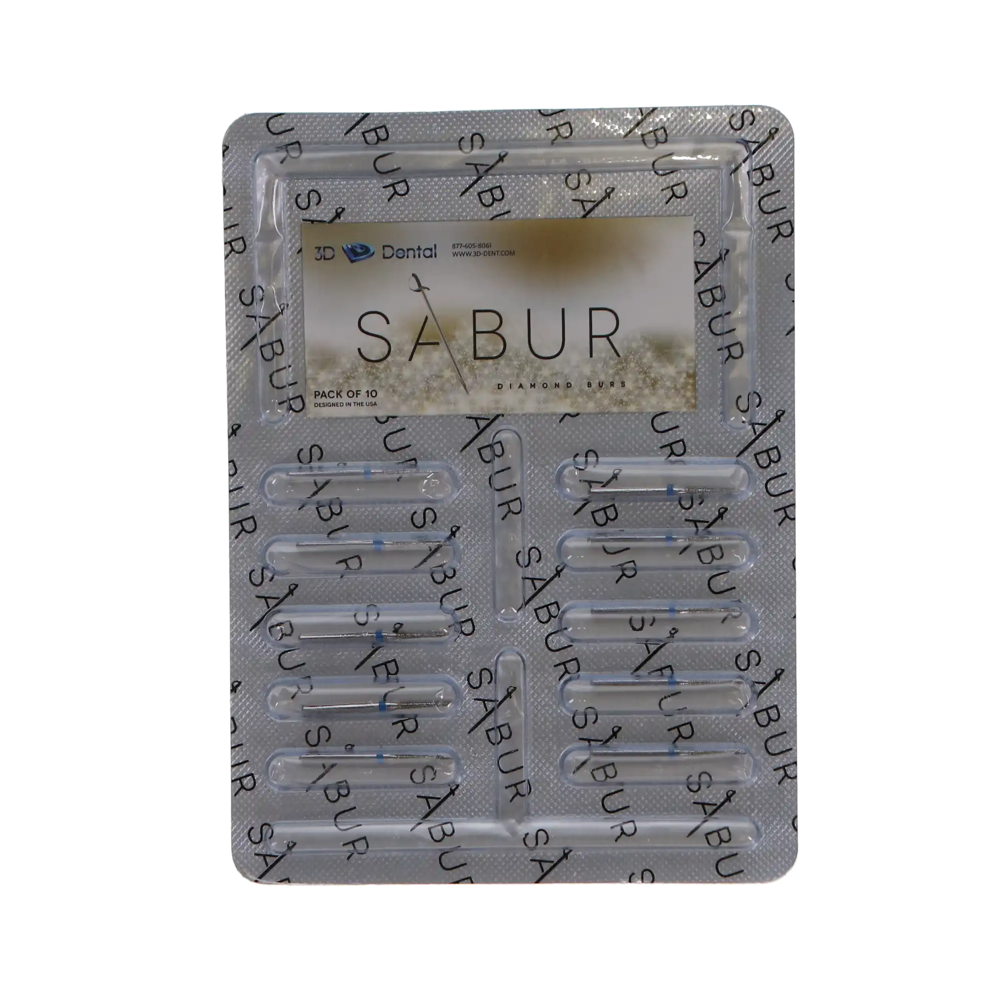 Sabur Diamond Bur, FG, Needle, Medium, Blue, 1.0 mm, 858-010M, 10/Pk, DB-858-010M thumbnail 4
