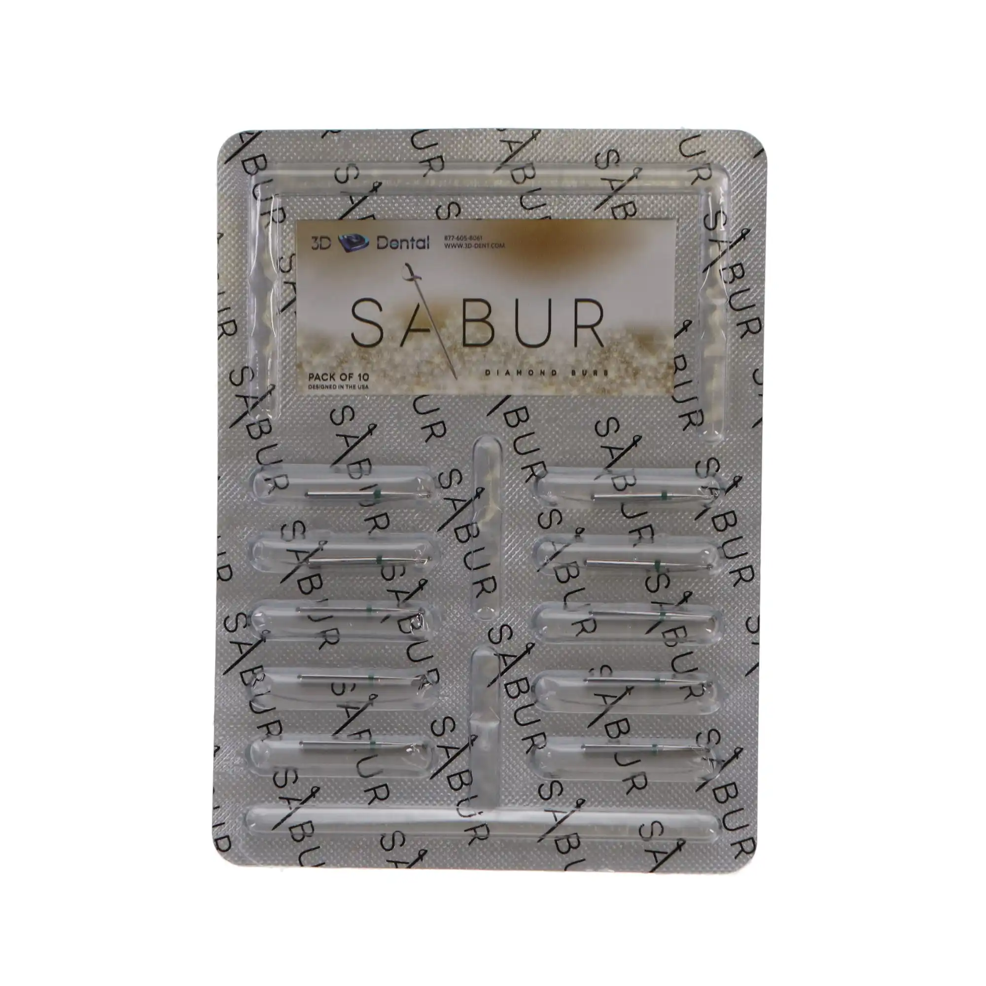 Sabur Diamond Bur, FG, Round, Coarse, Green, 1.2 mm, 801-012C, 10/Pk, DB-801-012C thumbnail 4