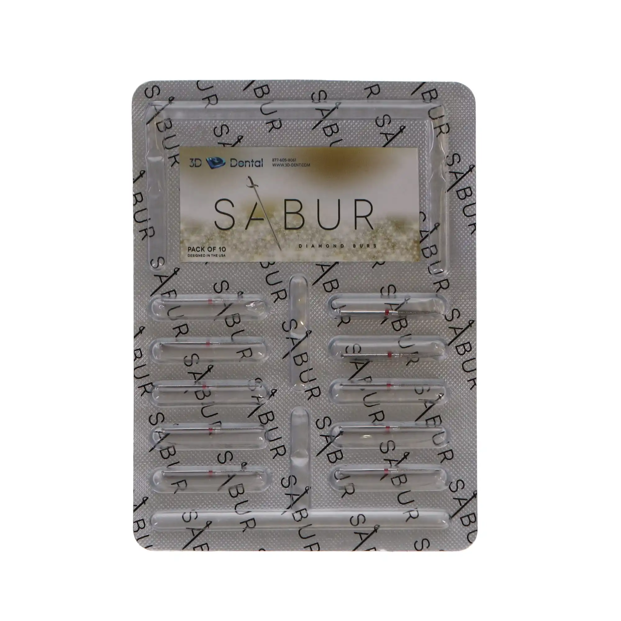 Sabur Diamond Bur, FG, Round End Taper, Fine Grit, Red Ring, 1.2 mm, 850-012F, 10/Pk, DB-850-012F thumbnail 4