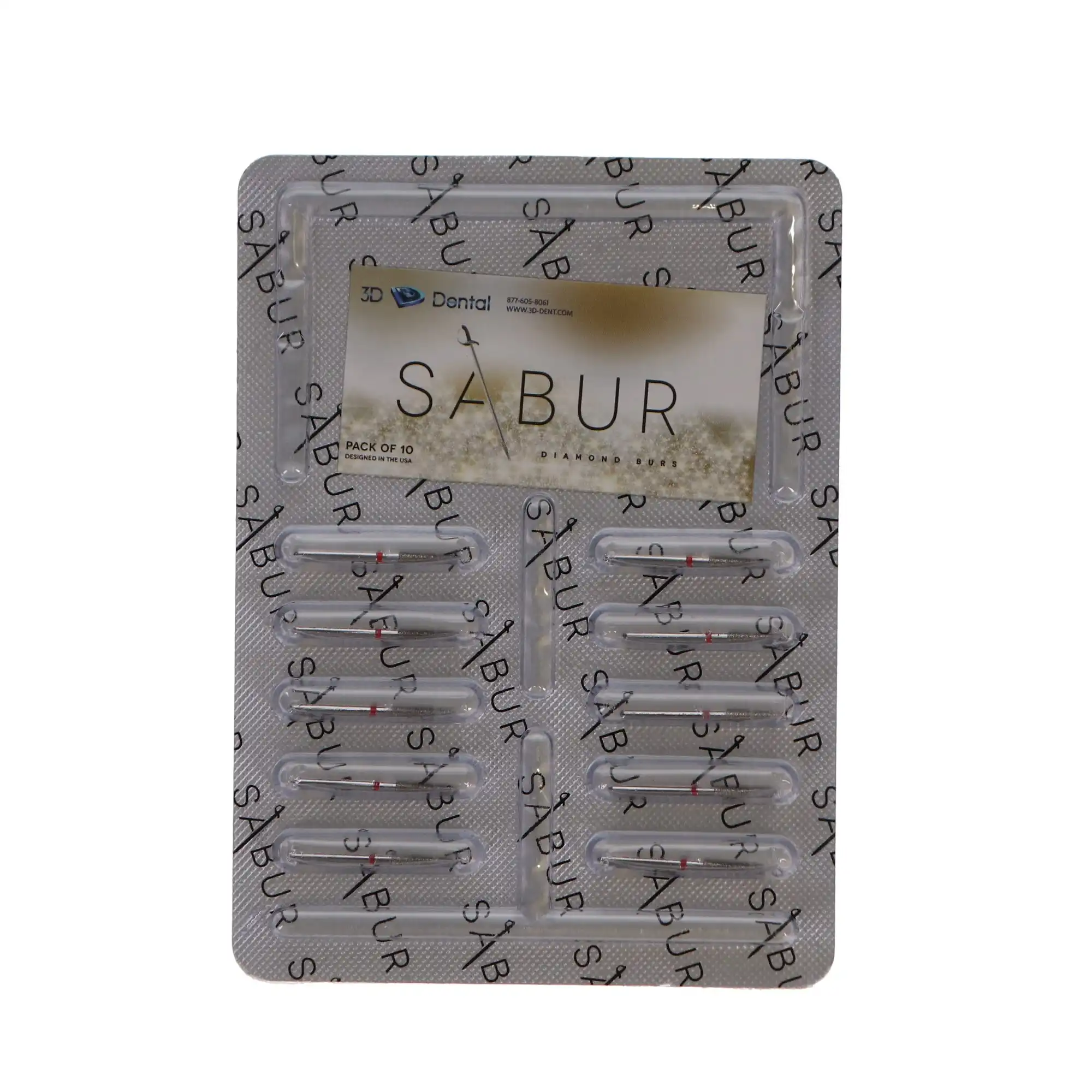 Sabur Diamond Bur, FG, Round End Taper, Fine, Red, 1.8 mm, 856-018F, 10/Pk, DB-856-018F thumbnail 4