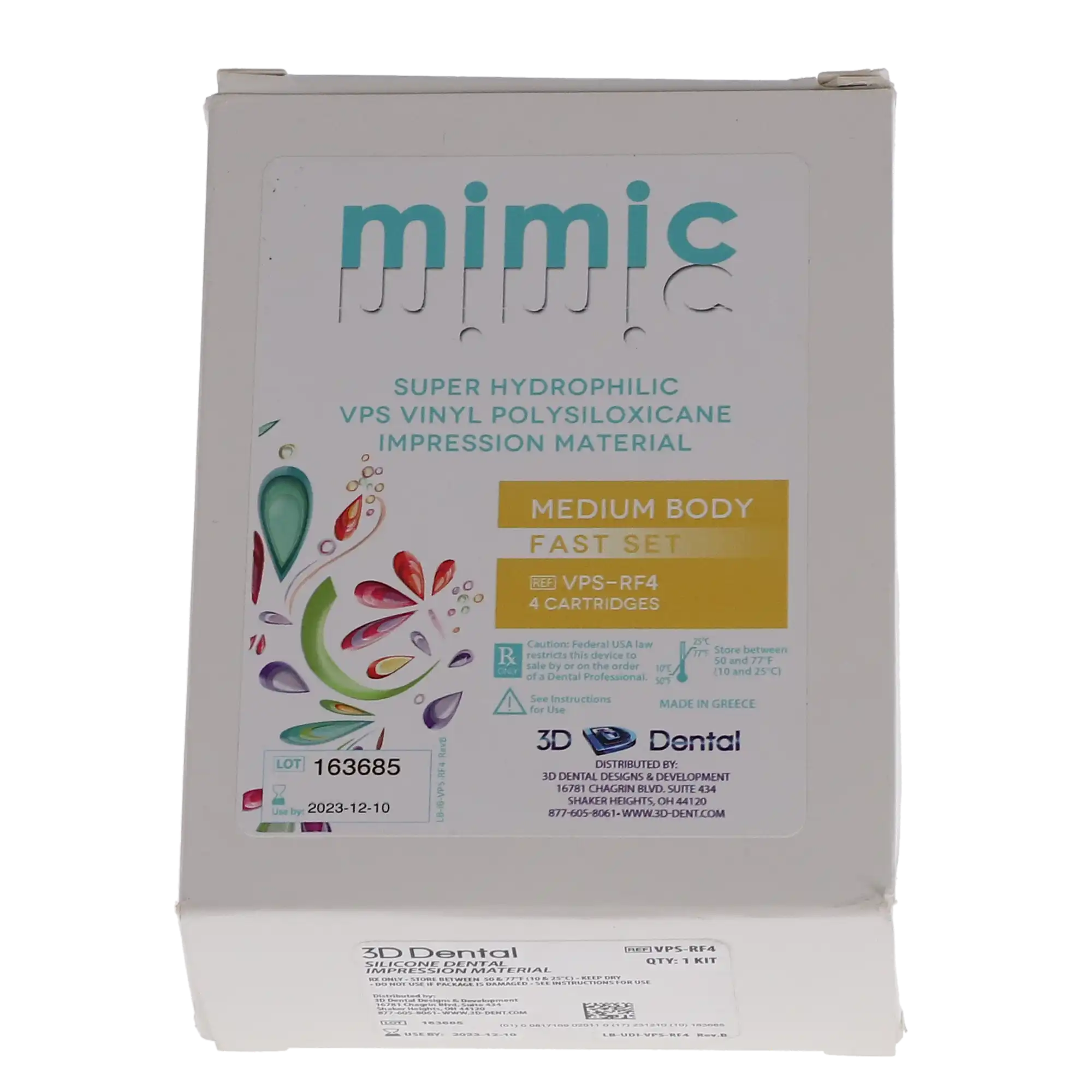 Mimic VPS Impression Material, Medium Body, Fast Set, 50 ml Cartridges, 4/Pk, VPS-RF-4 thumbnail 4