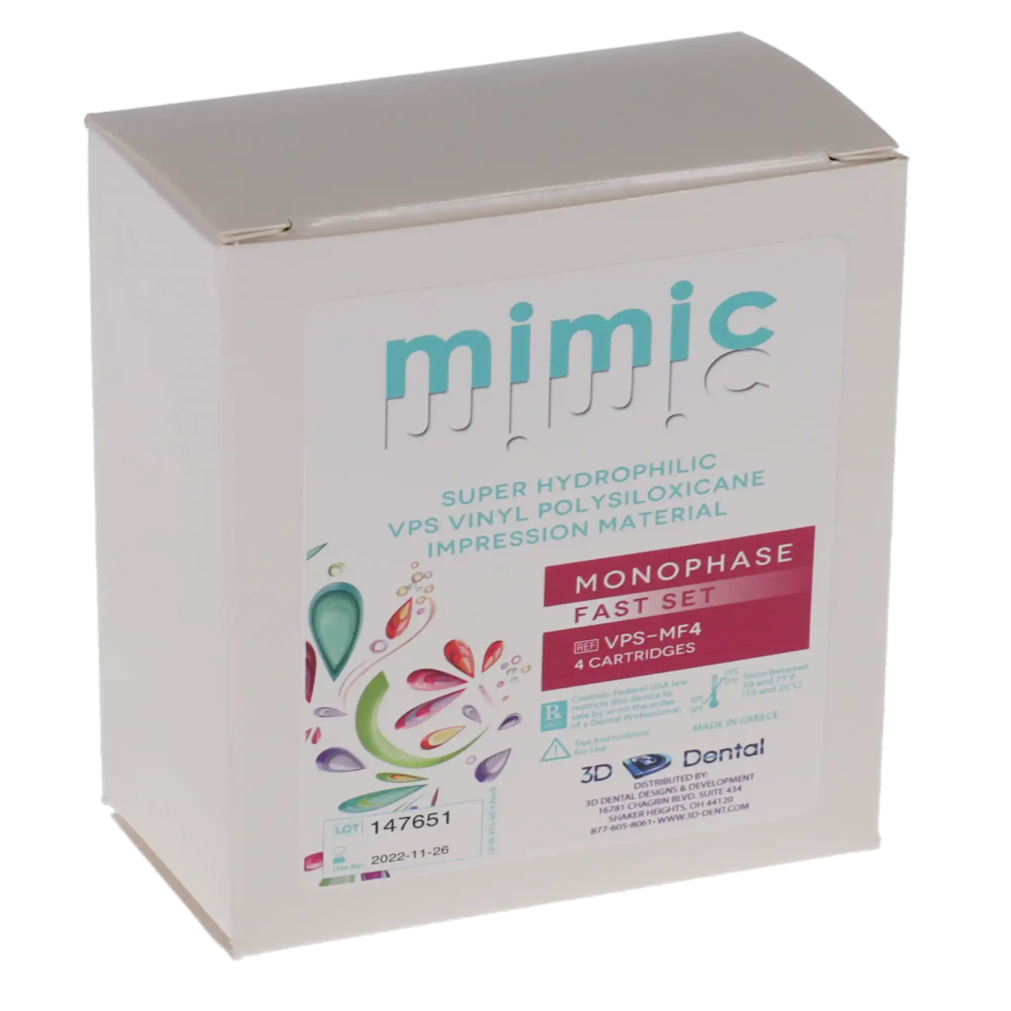 Mimic VPS Impression Material, Monophase Body, Fast Set, 50 ml Cartridges, 4/Pk, VPS-MF-4 thumbnail 3