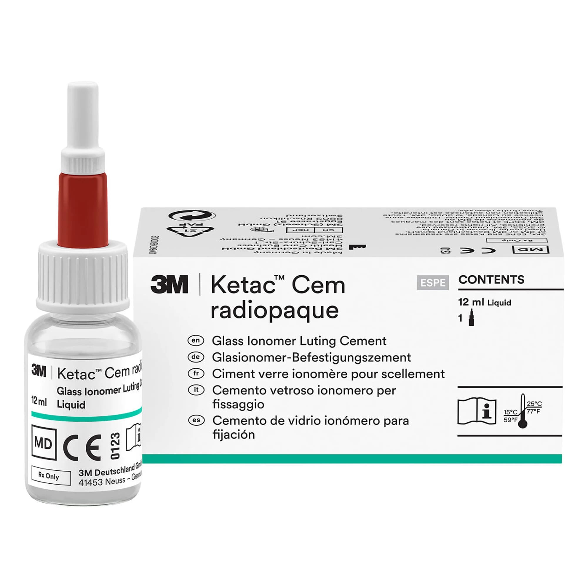 Ketac Cem Radiopaque Glass Ionomer Luting Cement, Liquid Refill, 12 ml Bottle, 1/Pk, 37221 thumbnail 8