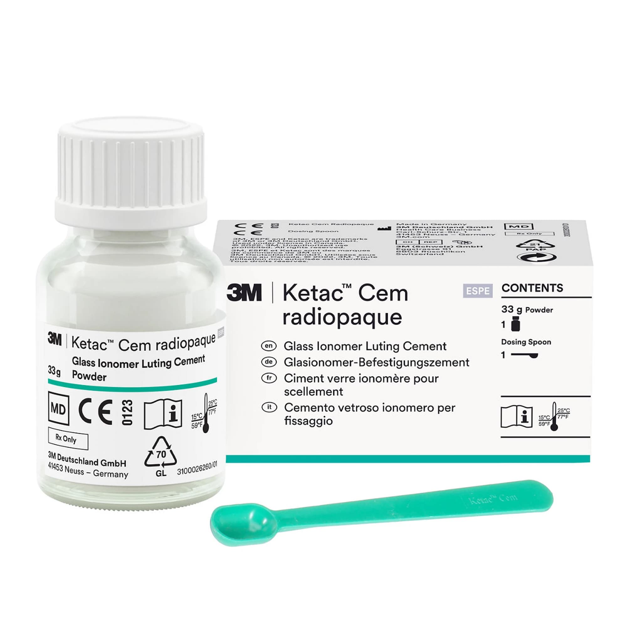Ketac Cem Radiopaque Glass Ionomer Luting Cement, Powder Refill, 33 g, 1/Pk, 37210 - Ketac Cem Radiopaque Glass Ionomer Luting Cement, Powder Refill, 33 g, 1/Pk - Image 1