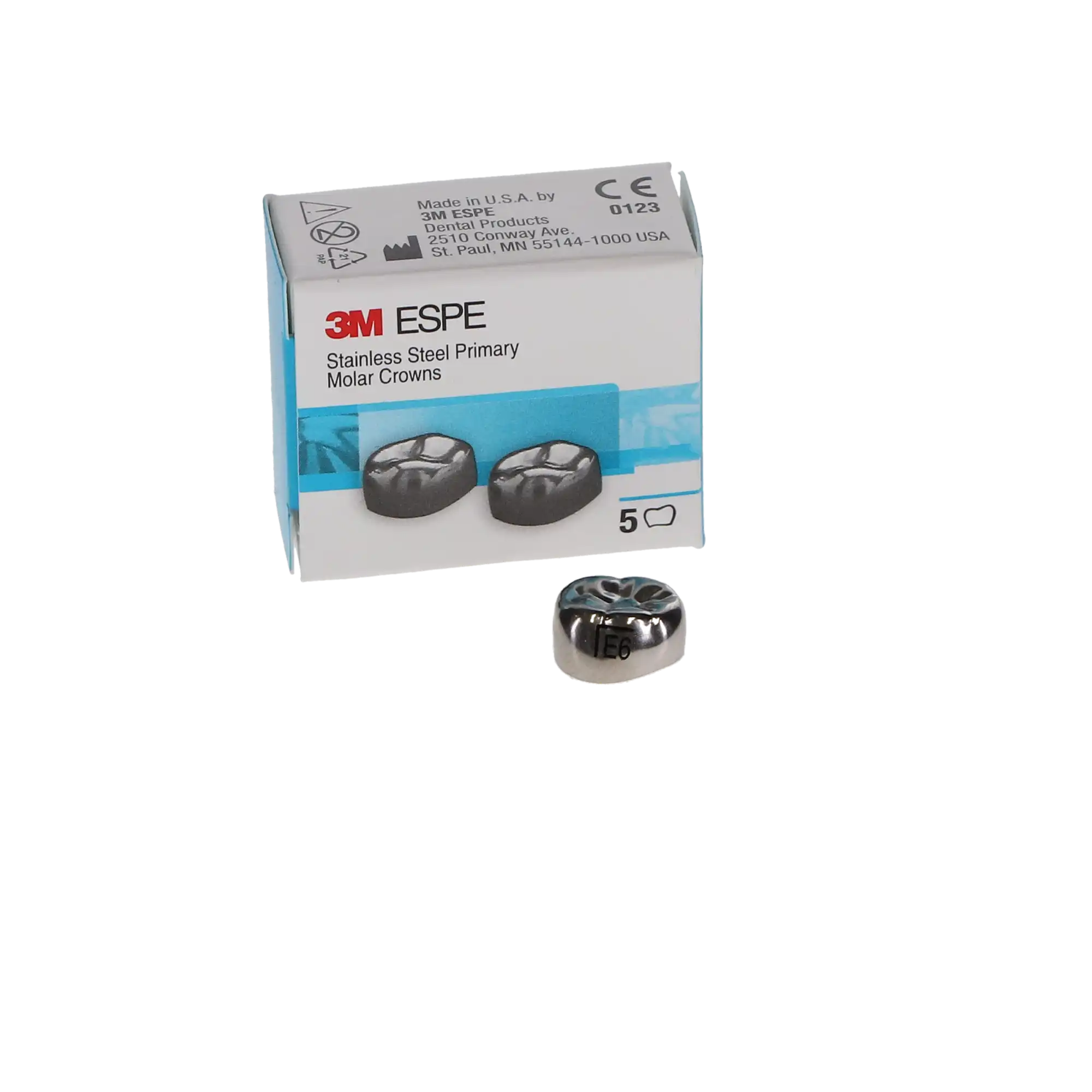 3M™ ESPE™ Stainless Steel Primary Molar Crown, Size ELL6 (Lower Left Second Primary Molar), Box of 5 thumbnail 4