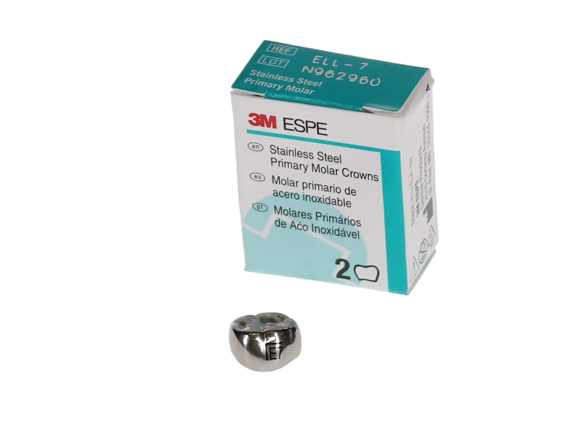 3M™ ESPE™ Stainless Steel Primary Molar Crowns, Size ELL7 (Lower Left Second Primary Molar), Box of 5 thumbnail 4