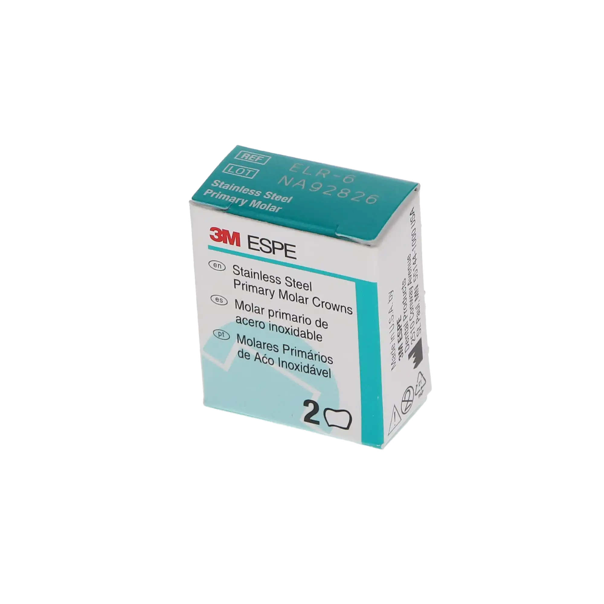 3M™ ESPE™ Stainless Steel Primary Molar Crown, Size 6, Lower Right Second Primary Molar, ELR6, Box of 5 thumbnail 4