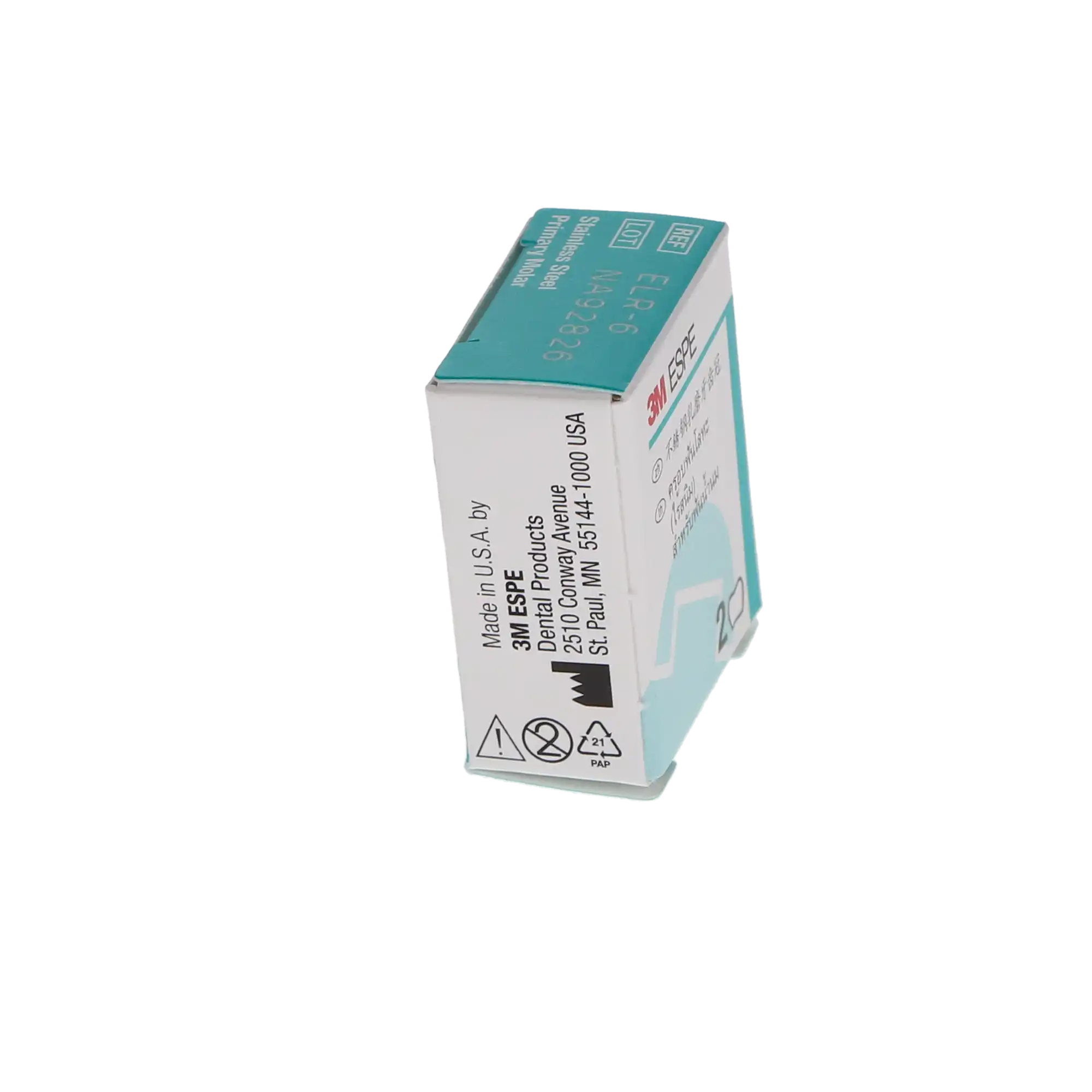 3M™ ESPE™ Stainless Steel Primary Molar Crown, Size 6, Lower Right Second Primary Molar, ELR6, Box of 5 thumbnail 5