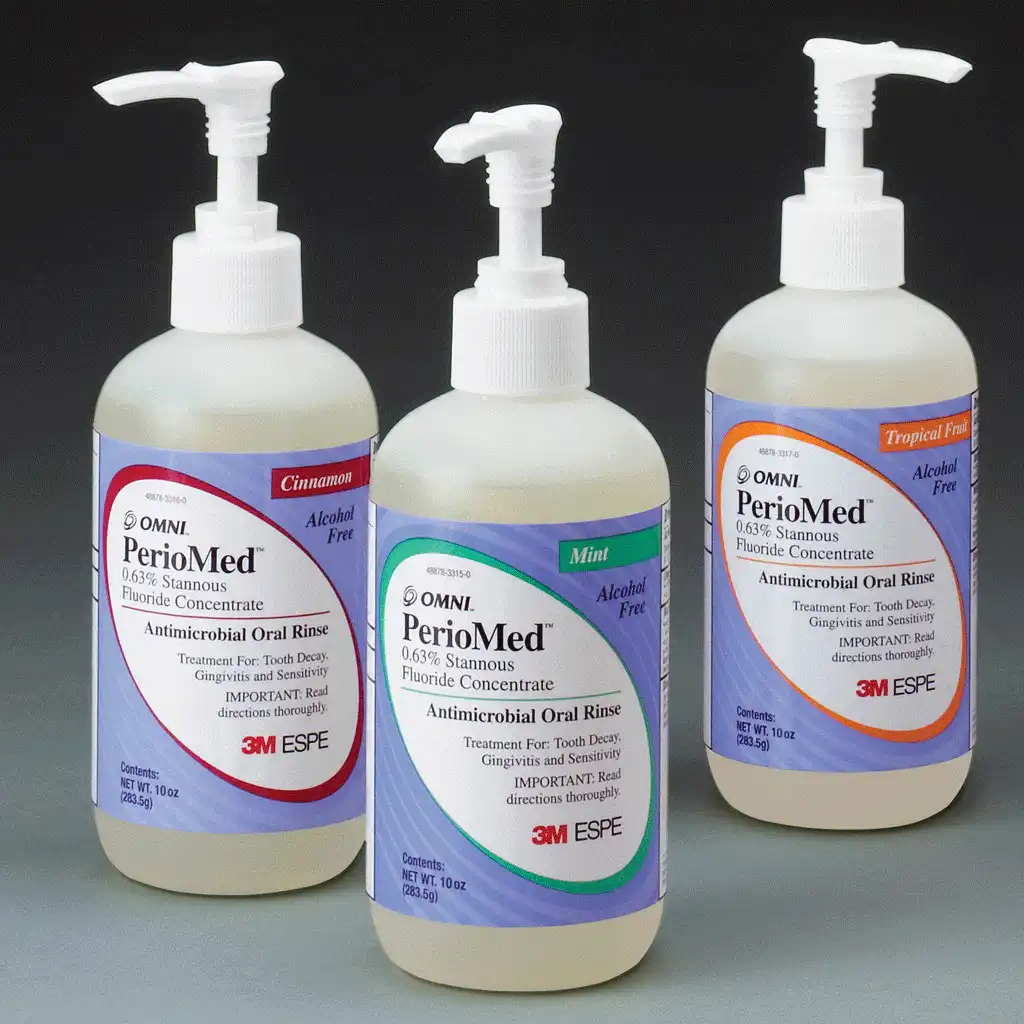 PerioMed 0.63% Stannous Fluoride Oral Rinse Concentrate, Tropical Fruit, Alcohol Free, 10 oz Bottle with Pump, 12105F thumbnail 2