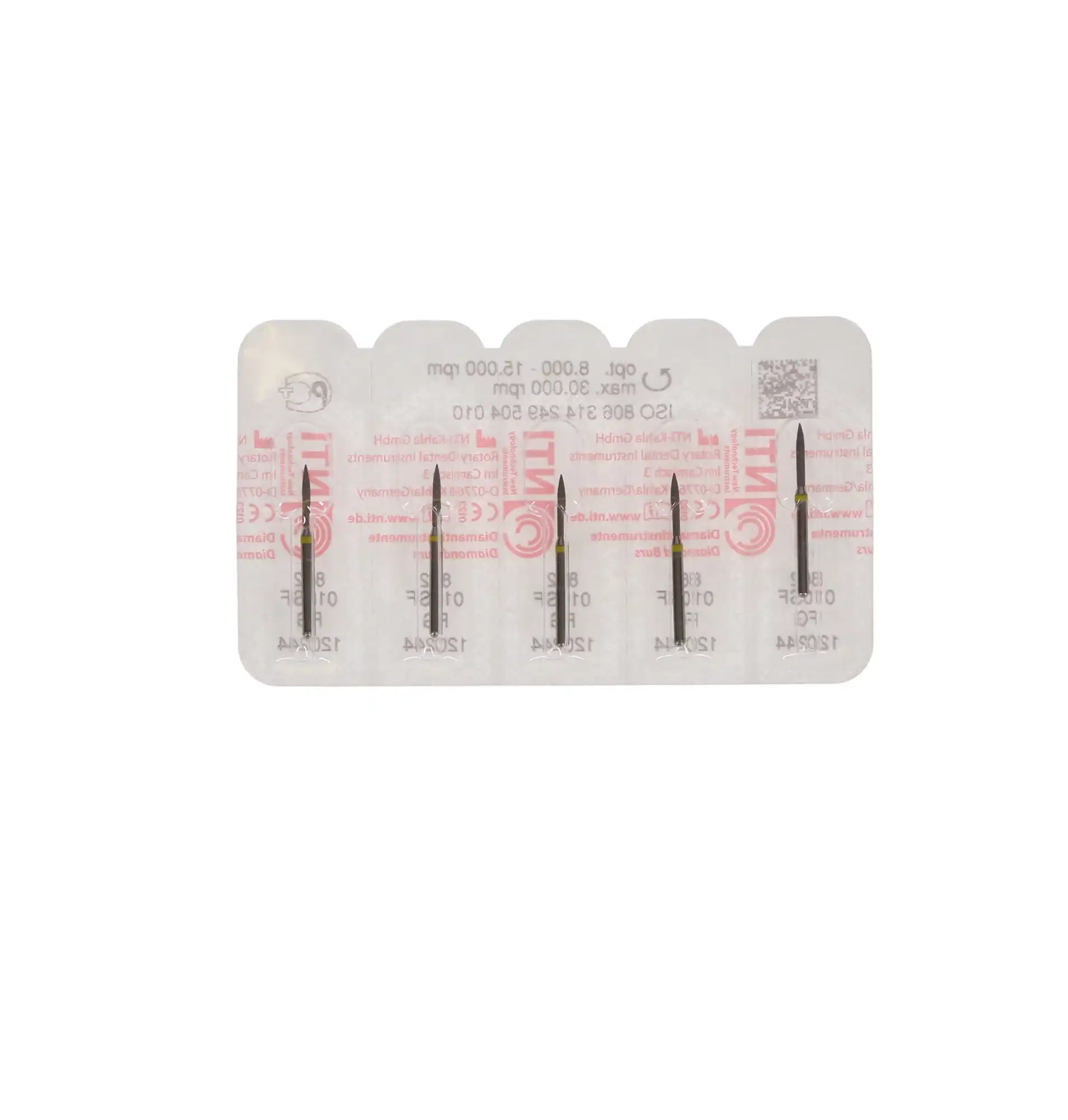 NTI Diamond Bur, FG, Flame, #862, 1.0 mm, Super Fine, Yellow, 5/Pk, SF862-010 thumbnail 5
