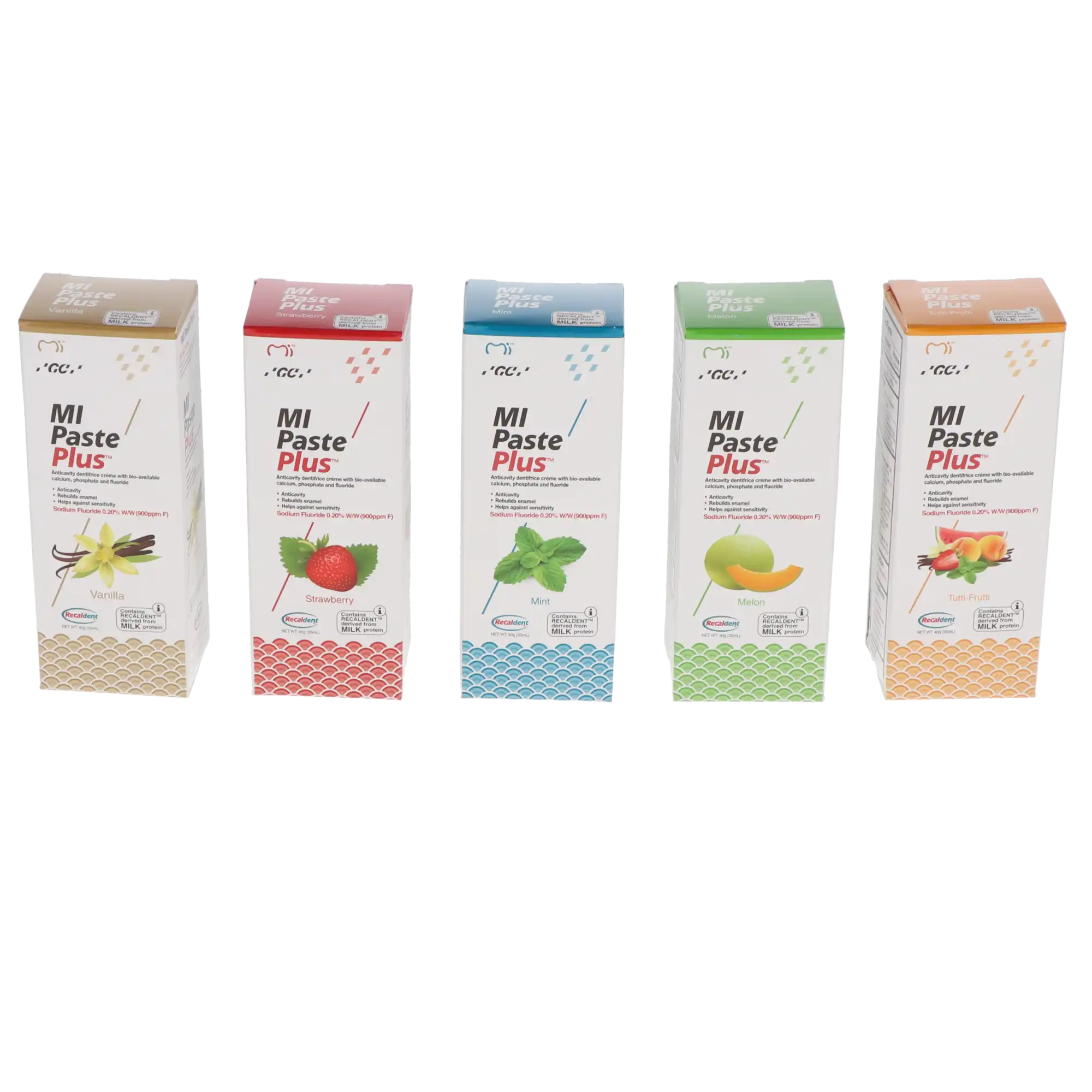 GC America MI Paste Plus Topical Tooth Crème with RECALDENT (CPP-ACP) and 900 ppm Fluoride, Assorted Flavors, 40 g Tubes, 10/Pk, 422614 thumbnail 11
