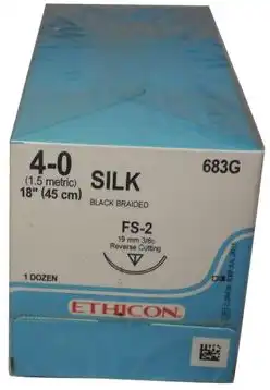 Ethicon Perma-Hand Braided Silk Non-Absorbable Sutures, 4-0, 18", FS-2 Reverse Cutting Needle, 3/8 Circle, Black, 12/Box, 683G thumbnail 4