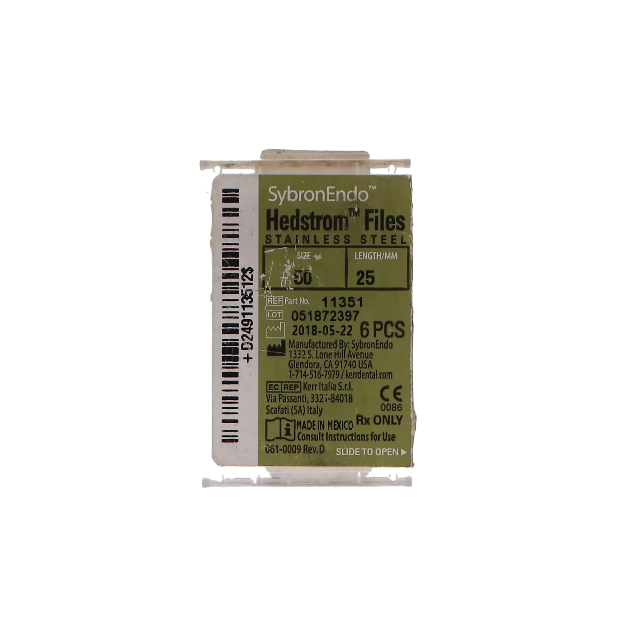 Sybron Endo Hedstrom Files, Stainless Steel, 25 mm, #50, Yellow, 6/Pk, 11351 thumbnail 6